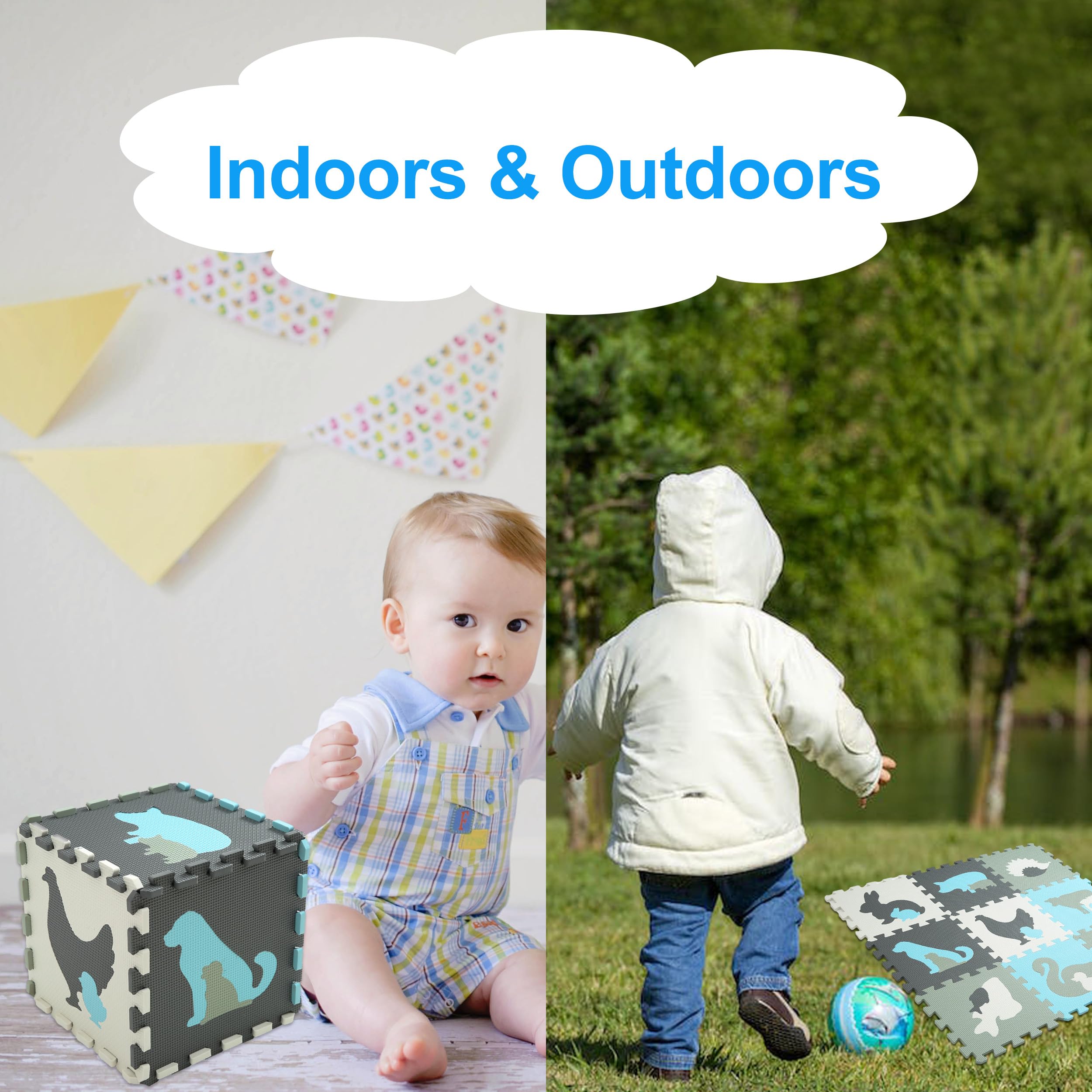 Non-Toxic Foam Play Mat for Babies & Toddlers - 9-Piece Interlocking Puzzle Floor Tiles with Animal Designs - Safe Crawling & Play Area for Nursery, Daycare, or Living Room - Perfect for Learning, Playtime & Child Development