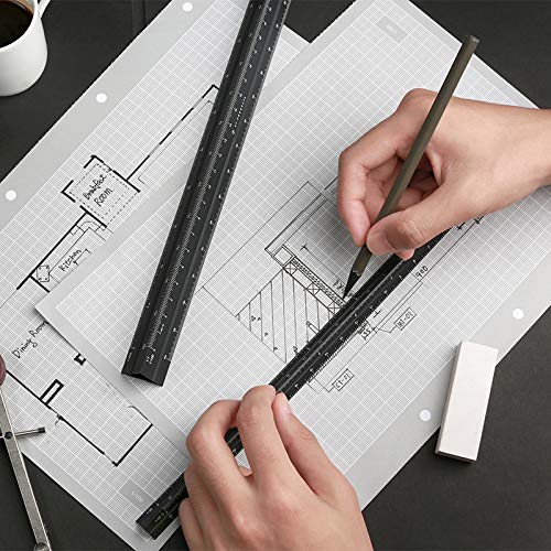 12 Inch Aluminum Architect Metric Triangular Scale Ruler - Professional Drafting Tool for Engineers, Blueprints & Technical Drawings | Perfect for Architecture, Engineering & Construction Projects
