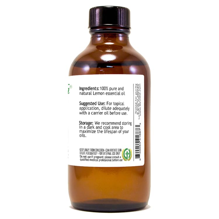 100% Pure Lemon Essential Oil - 4oz for Aromatherapy, DIY Skincare & Natural Cleaning | Refreshing & Uplifting Scent