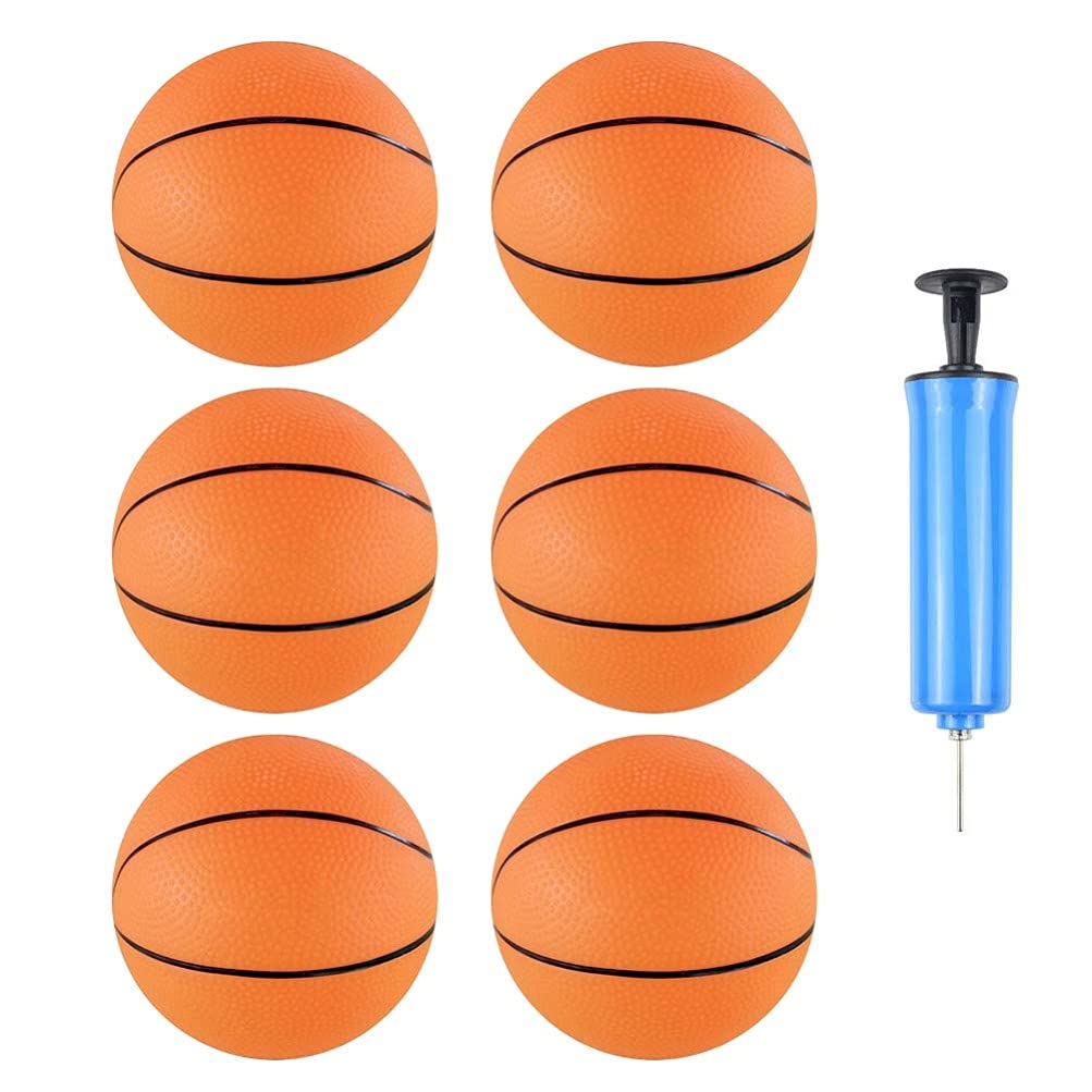 Mini Inflatable Basketball Set for Kids - 6 Beach Balls with Pump for Indoor/Outdoor Summer Games & Party Favors