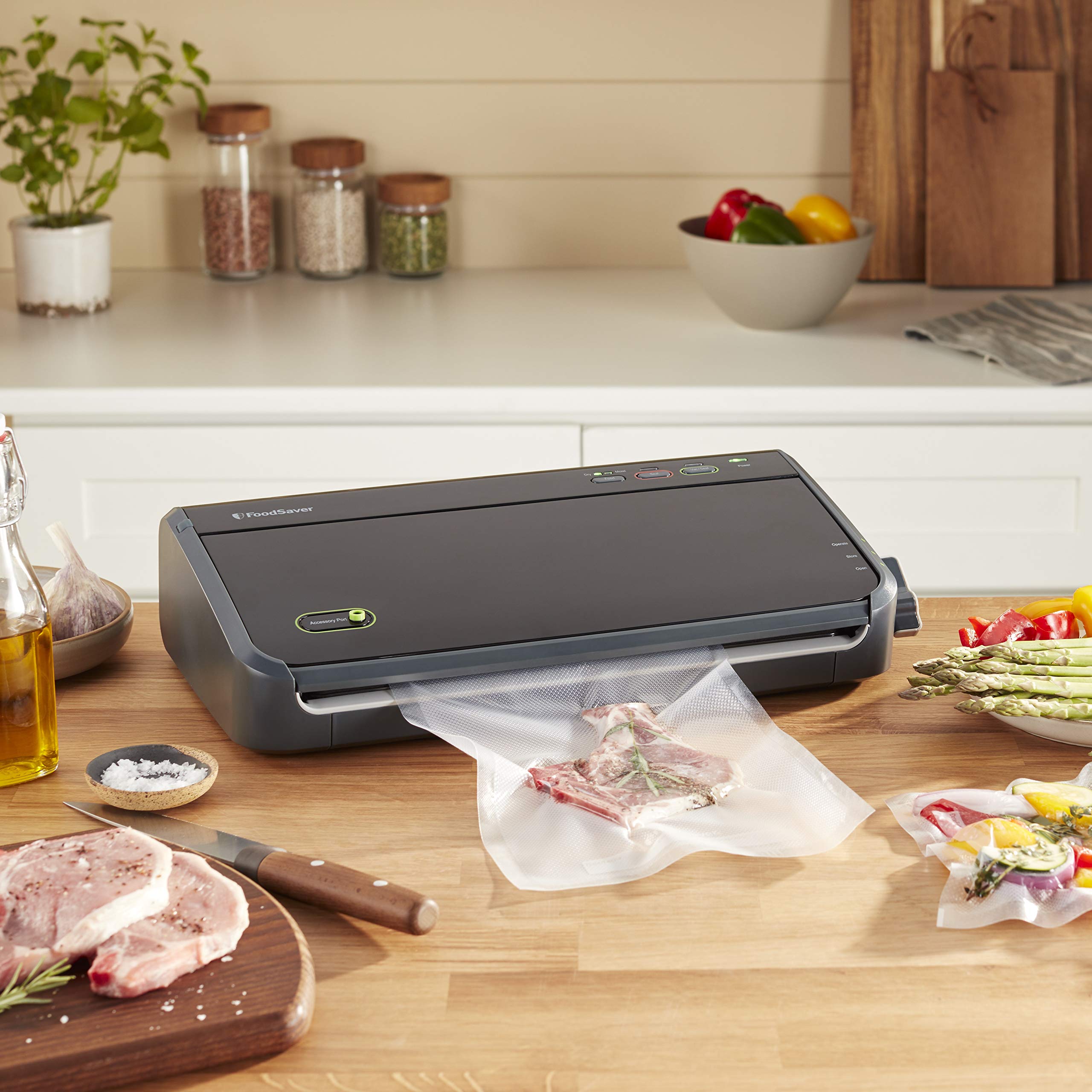 FoodSaver Vacuum Sealer Machine with Bags & Rolls - Airtight Food Storage System for Meal Prep, Sous Vide & Freezer Organization | Keep Food Fresh Longer