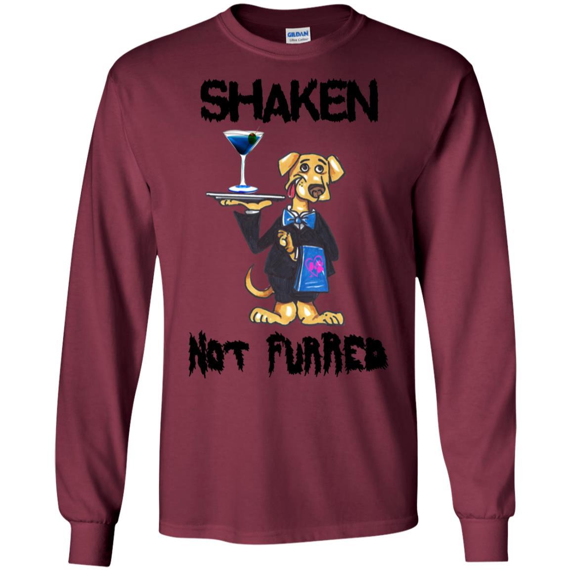 WineyBitches.Co Shaken Not Furred Long Sleeve Ultra Soft Cotton T-Shirt for Women | Comfortable Casual Wear for Wine Nights & Outings