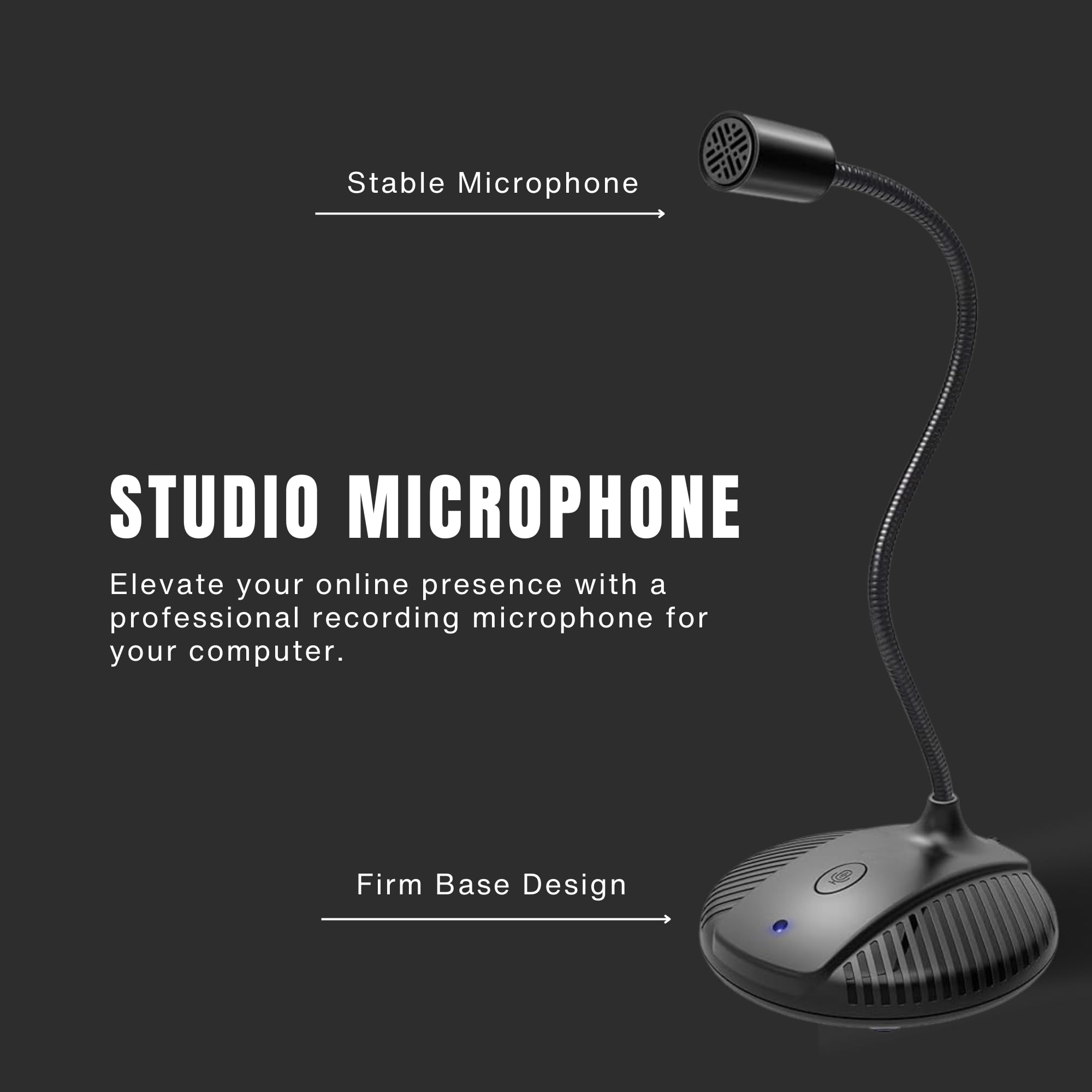 Premium USB Condenser Microphone with Mute Button - Plug & Play PC Gaming Mic, Podcast & Streaming Studio Quality Sound - Omnidirectional USB Microphone for PC, Laptop, Home Office & Online Meetings