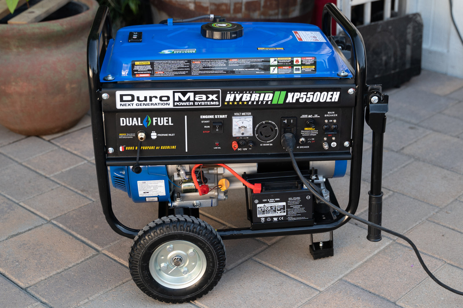 5,500 Watt Dual Fuel Portable Generator - Gas & Propane Powered - Emergency Backup & Outdoor Power for Camping, RV, Home Use