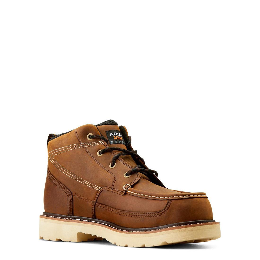 Rebar Lift Composite Toe Chukka Work Boots - Distressed Brown Safety Shoes for Construction & Heavy Duty Work | OSHA Compliant Workwear for Electricians, Carpenters & Warehouse Workers