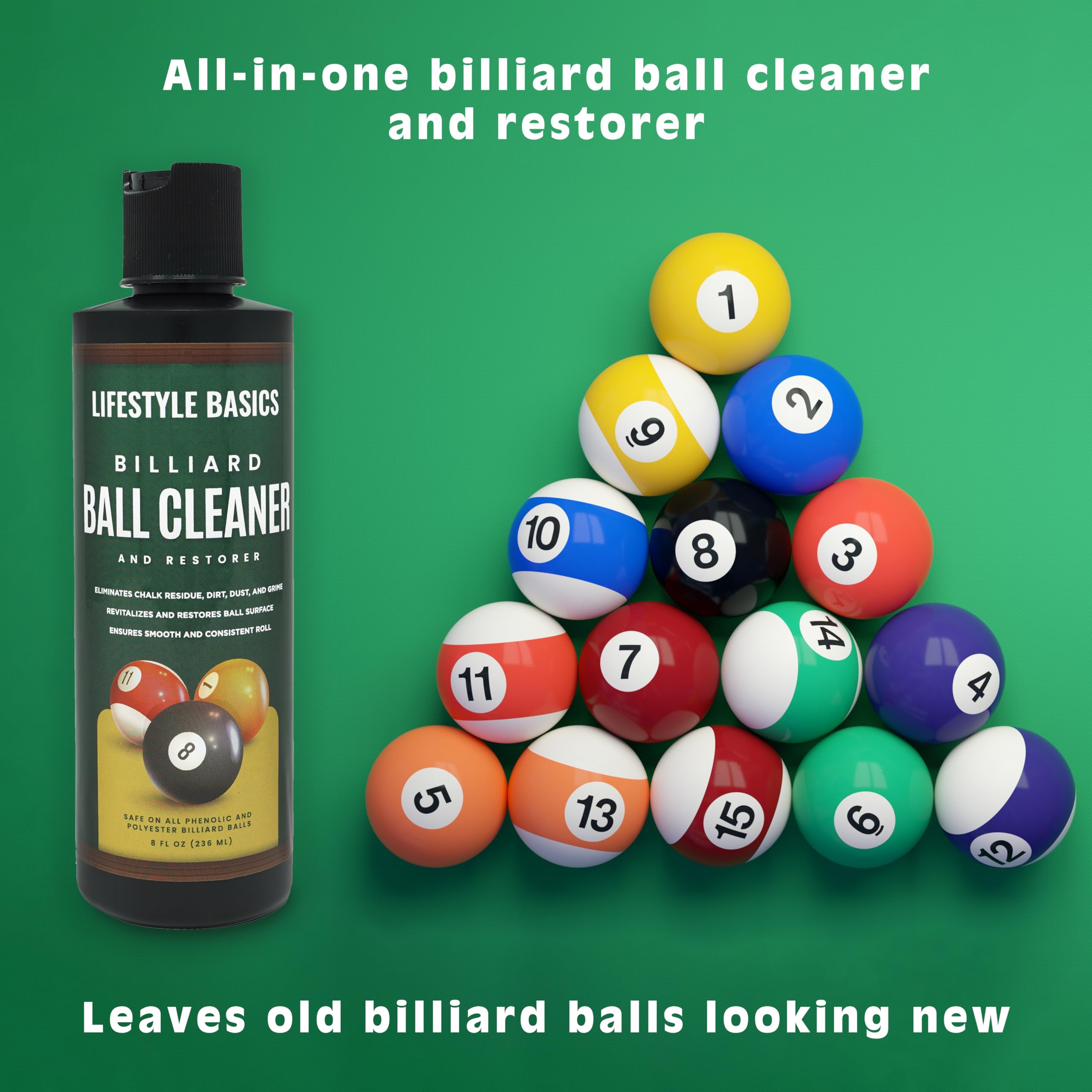 Premium 2-Pack Billiard Ball Cleaner & Restorer Polish Kit | All-in-One Pool Ball Cleaner for Chalk, Dust & Dirt Removal | Deep Cleans & Restores Shine | Perfect for Home Pool Tables, Bars & Game Rooms