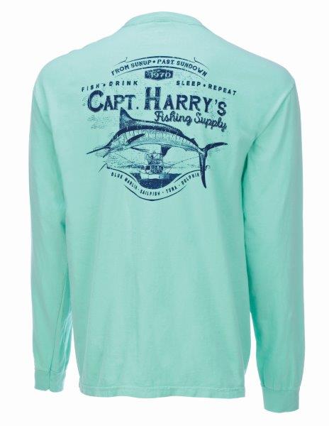 Capt. Harry's Burly Marlin Long Sleeve T-Shirt - Fishing & Outdoor Adventure Shirt for Men - Perfect for Deep Sea Fishing, Boating, and Beach Activities