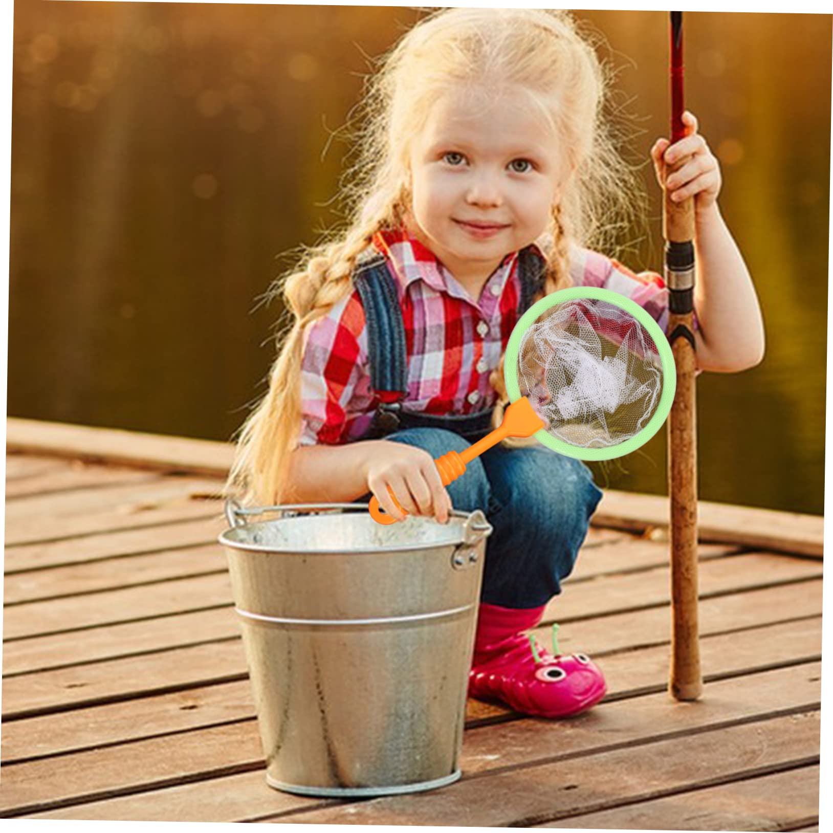 iFundom 60 Pcs Kids Fishing Net Toy Set - Durable Plastic Butterfly Catching Nets with Storage Bag for Outdoor Adventures, Pool Parties & Nature Exploration