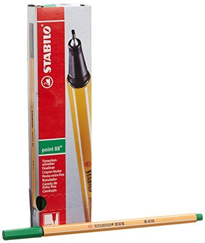 STABILO Point 88 Fineliner Pens - 36 Green Color - Premium Fine Tip Markers for Journaling, Note Taking & Art Projects