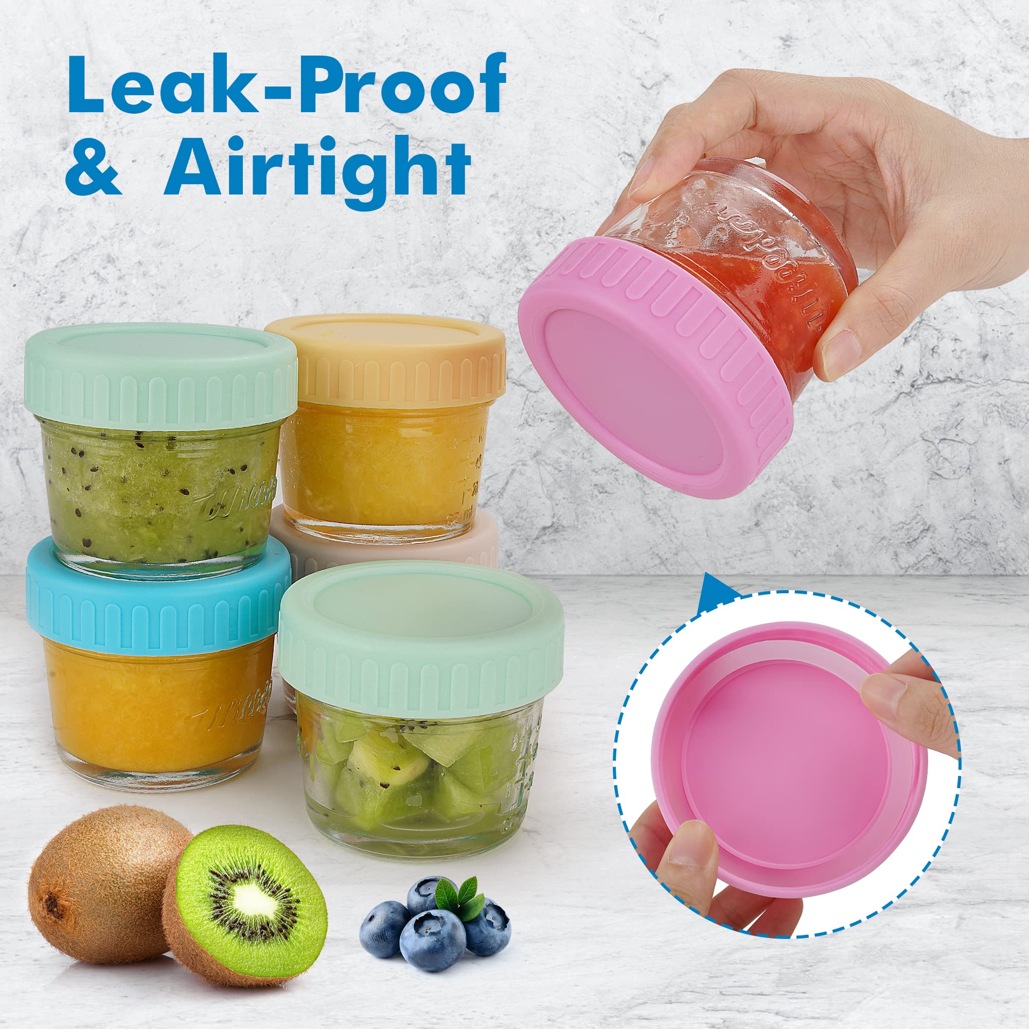24-Pack 4 oz Glass Baby Food Storage Jars with Lids - Reusable Small Containers for Snacks, Puree & Breast Milk - Freezer, Fridge, Microwave & Dishwasher Safe - Perfect for Infant Meals, Daycare & On-the-Go Parenting
