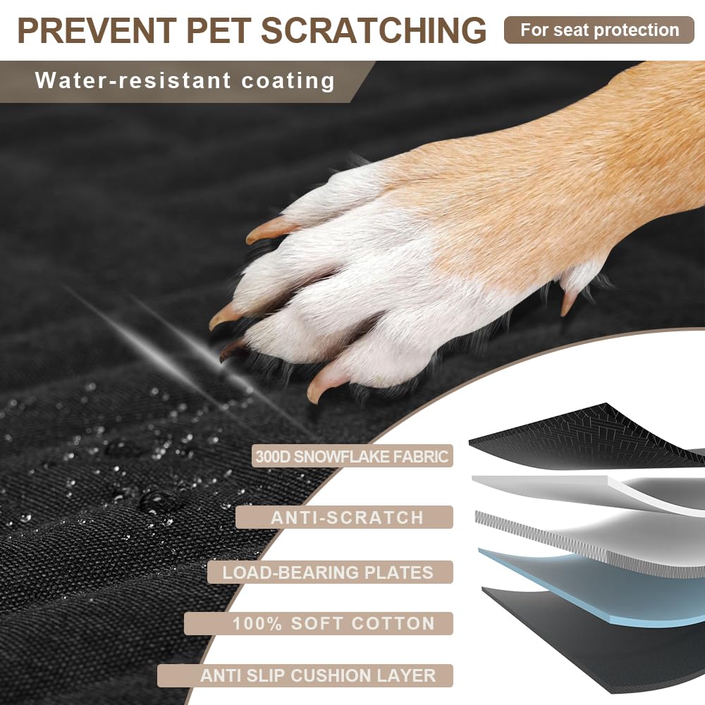**Waterproof Dog Car Seat Cover with Hard Bottom & Mesh Window - Back Seat Extender for Dogs, Pet Hammock for Cars, Trucks & SUVs - Protects Seats & Keeps Pets Safe During Travel**    *(Perfect for Road Trips, Daily Commutes & Outdoor Adventures with Your Pet!)*