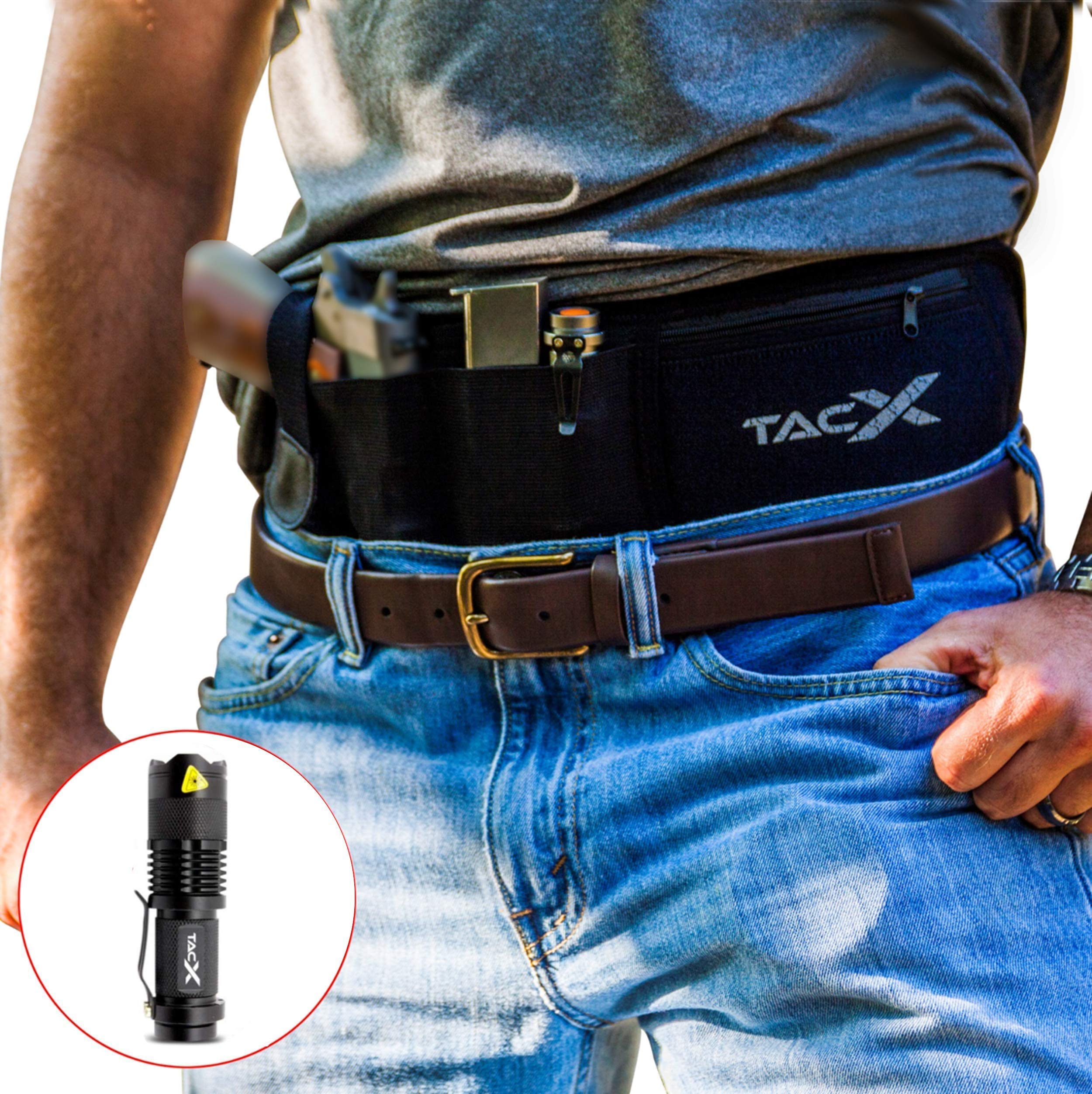 Concealed Carry Gun Holster for Right Hand - Belly Band with 2 Pack Gun Magnet | Comfortable & Secure Pistol Holder for Everyday Carry, Running, Hiking & Outdoor Activities