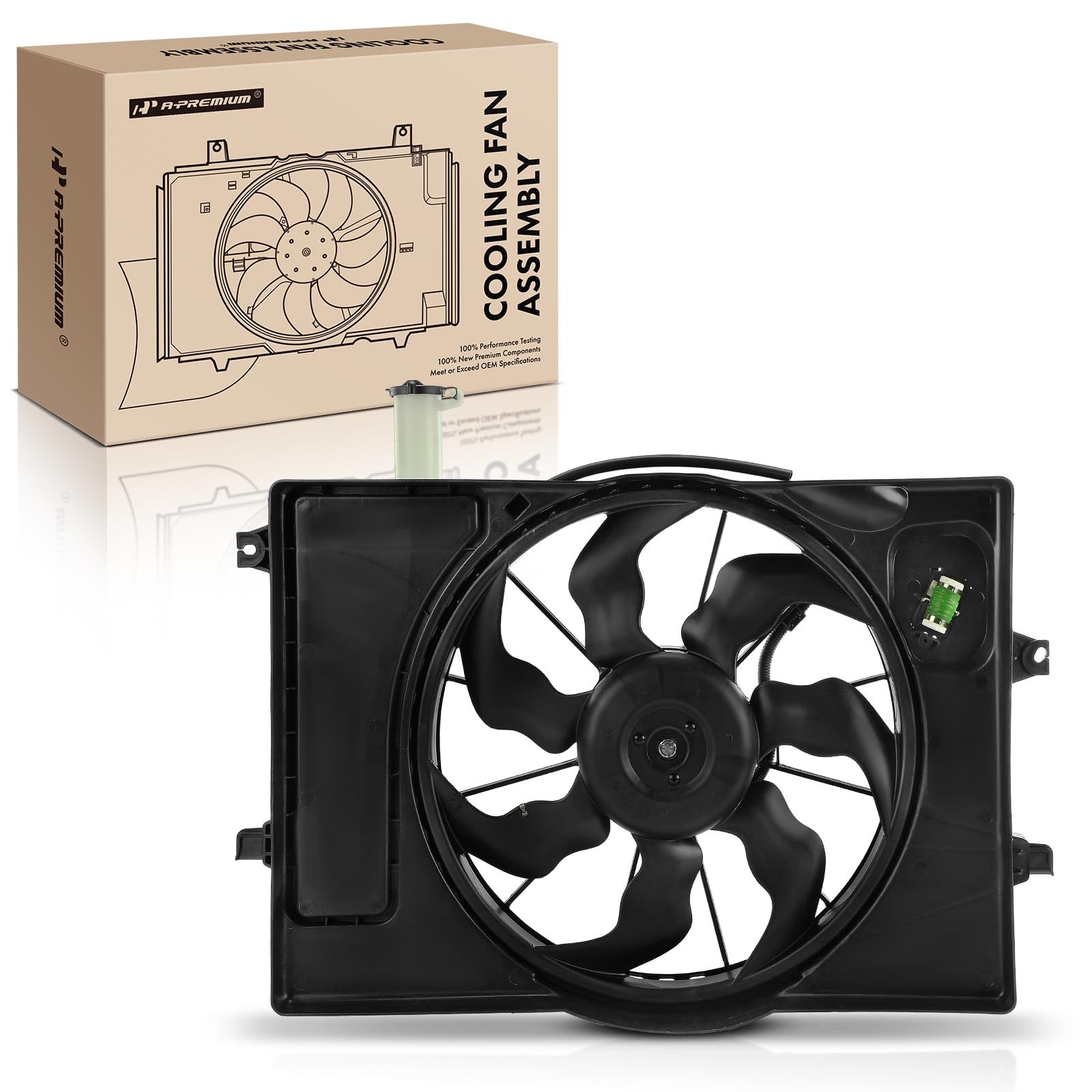 A-Premium Engine Radiator Cooling Fan Assembly Compatible with Hyundai Kona 2018-2021 2.0L - Replacement for OEM# 25380J9200 - Perfect for Engine Overheating Prevention & Summer Driving