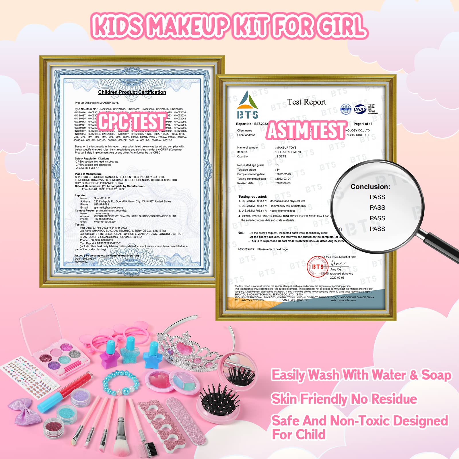 **Washable Kids Makeup Kit for Girls - Safe & Non-Toxic Real Cosmetic Set | Perfect Birthday Gift for Toddlers & Little Girls Ages 4+ | Pretend Play, Dress-Up & Party Fun**
