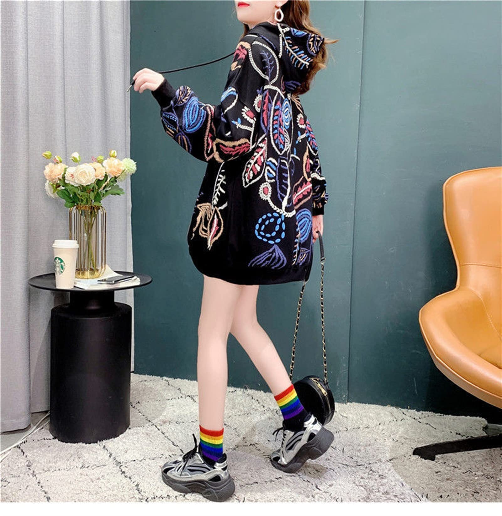 Cute Kawaii Hoodie for Women - Loose Fit Long Sleeve Pullover Sweatshirt, Korean Style Fashion (Black, X-Large) | Perfect for Spring, Fall & Casual Wear