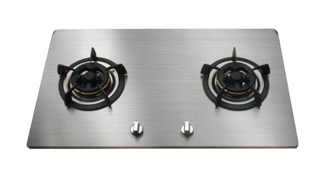 Ellane EH 2690 90cm Black Designer Chimney Hood & OS 802SV 86cm 2 Burner Stainless Steel Gas Hob Combo - Modern Kitchen Ventilation and Cooking Solution for Home Chefs