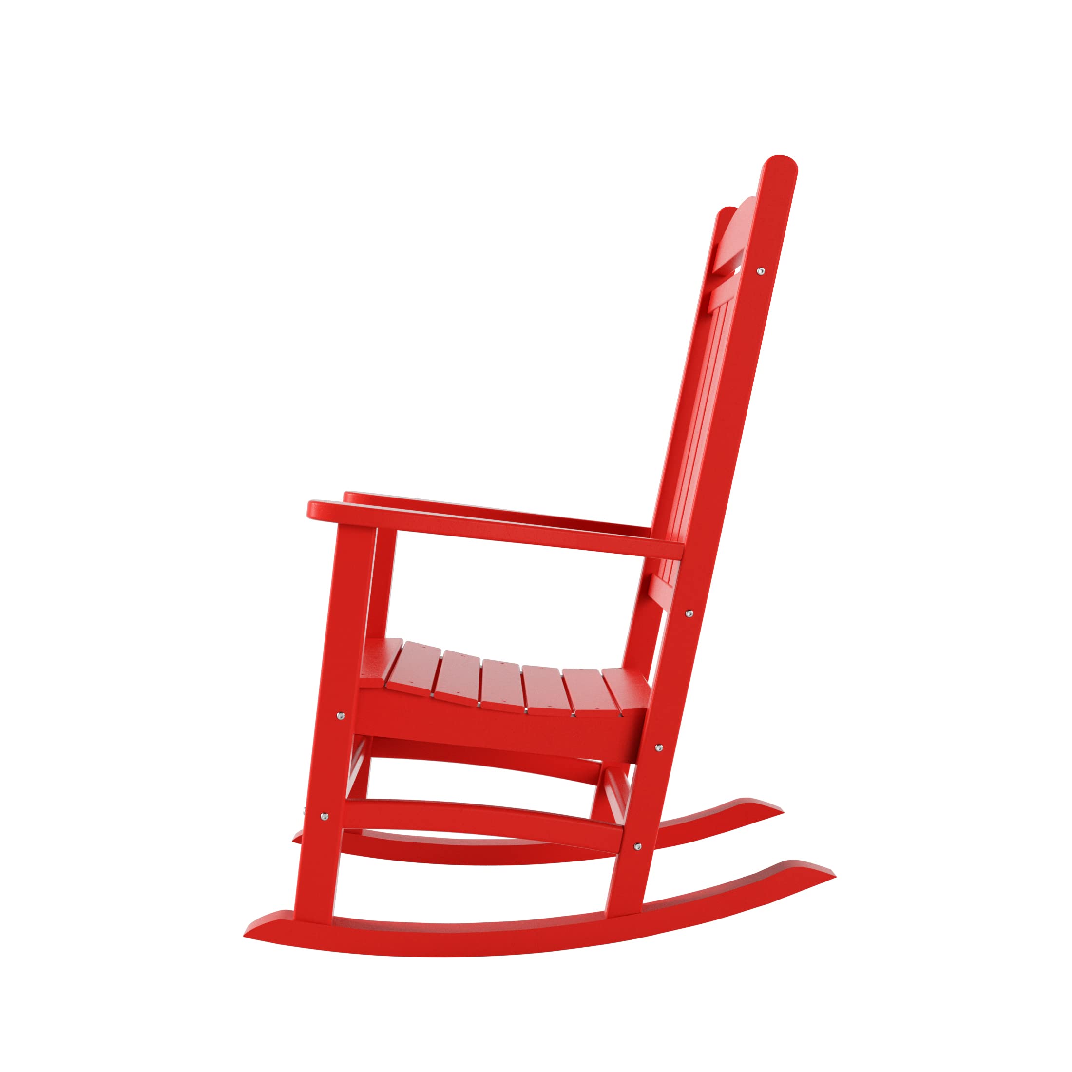 WO Home Furniture 3-Piece HDPE Outdoor Rocking Chair Set - Traditional Patio Rocking Chairs for Garden, Porch & Backyard (Red) | Weather-Resistant & Comfortable Outdoor Seating