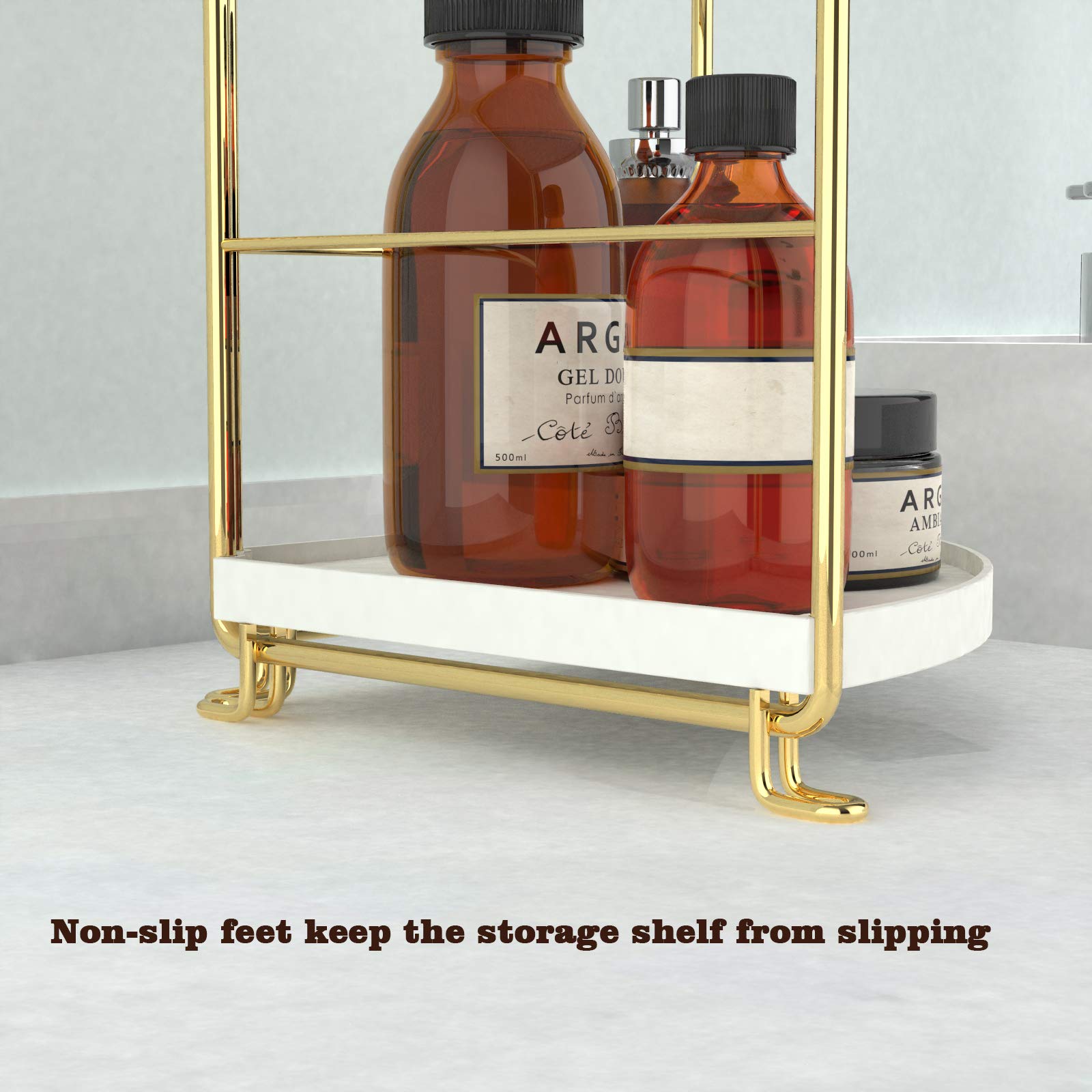 2-Tier Golden Triangle Spice Rack - Space-Saving Corner Shelf for Kitchen, Bathroom, Living Room & Bedroom - Perfect for Organizing Spices, Toiletries & Decorative Items
