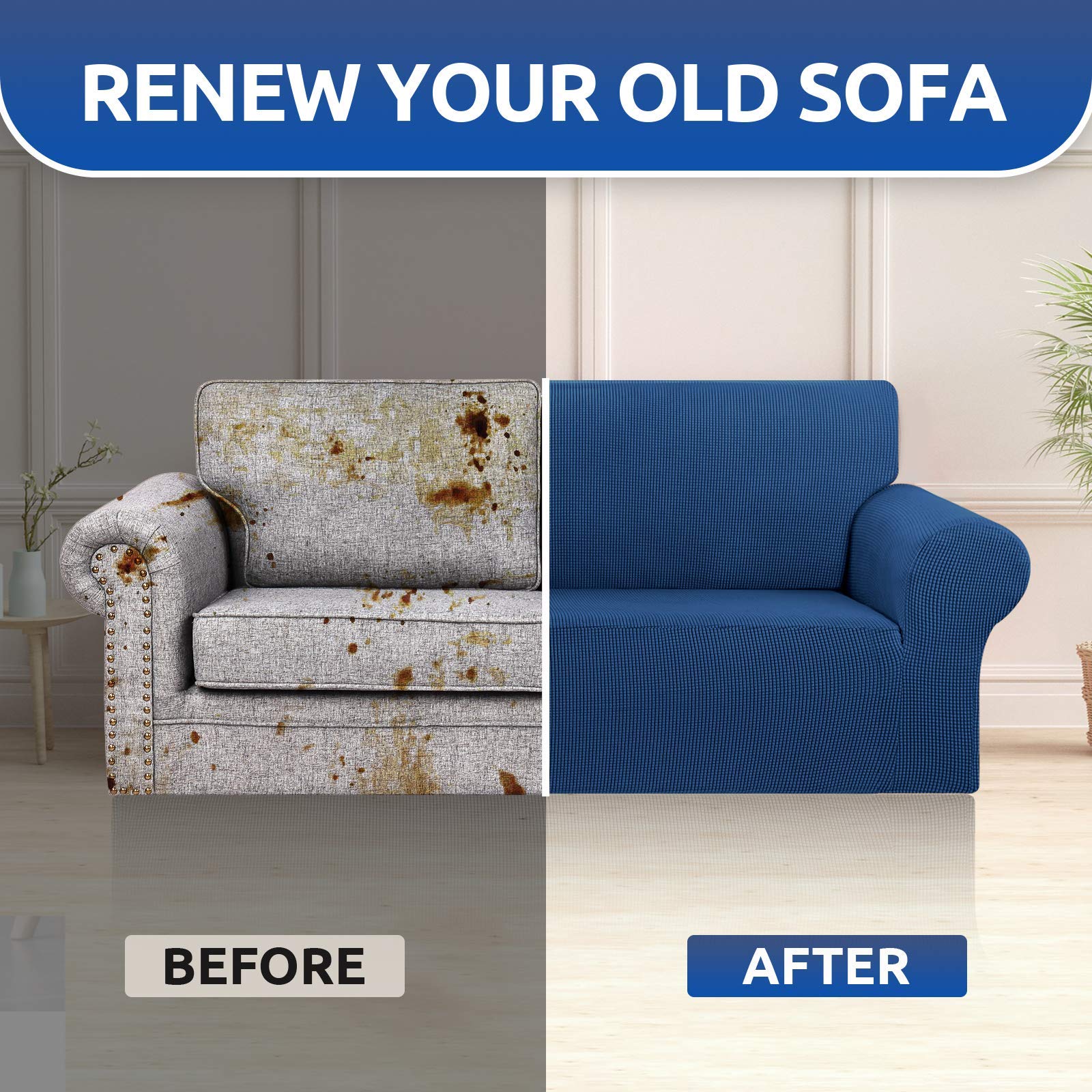Stretch Loveseat Sofa Cover Slipcover for 2 Cushion Couch (55
