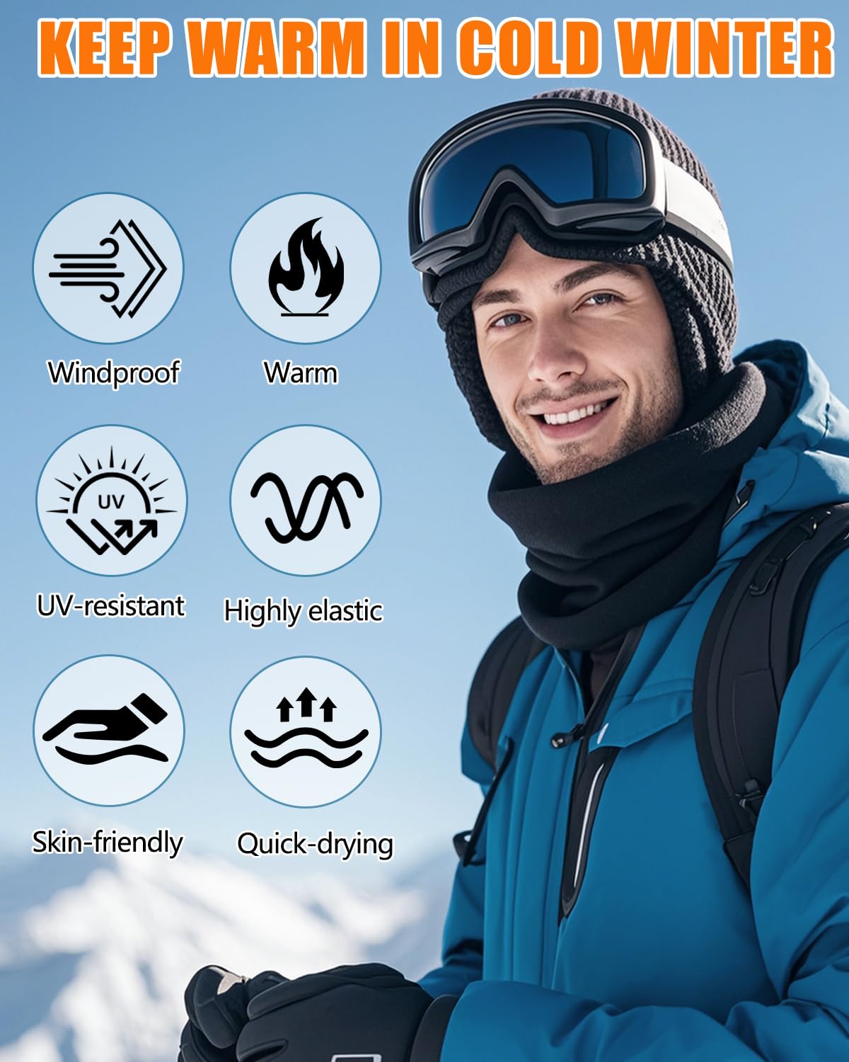 Fleece Neck Gaiter for Men & Women - Windproof Winter Face Cover & Ski Mask - Cold Weather Accessory for Outdoor Activities, Skiing, Snowboarding & Hiking