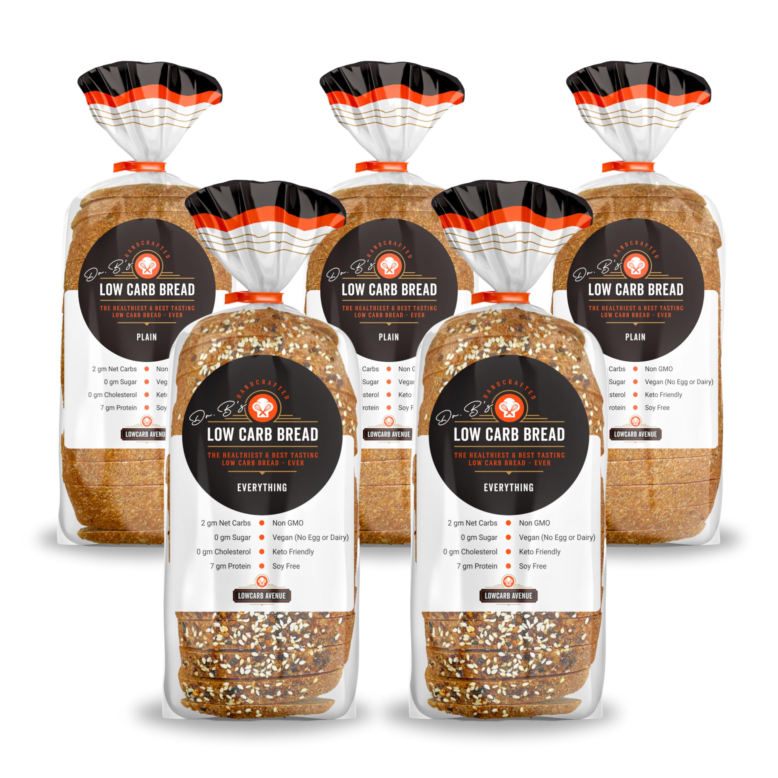 Dr. B's Multigrain Keto Bread - Low Carb, Vegan, Sugar Free (5 Pack, 16 oz) | 2g Net Carbs & 7g Protein per Slice | Fresh Baked Bread for Keto Diet, Weight Loss & Healthy Breakfast