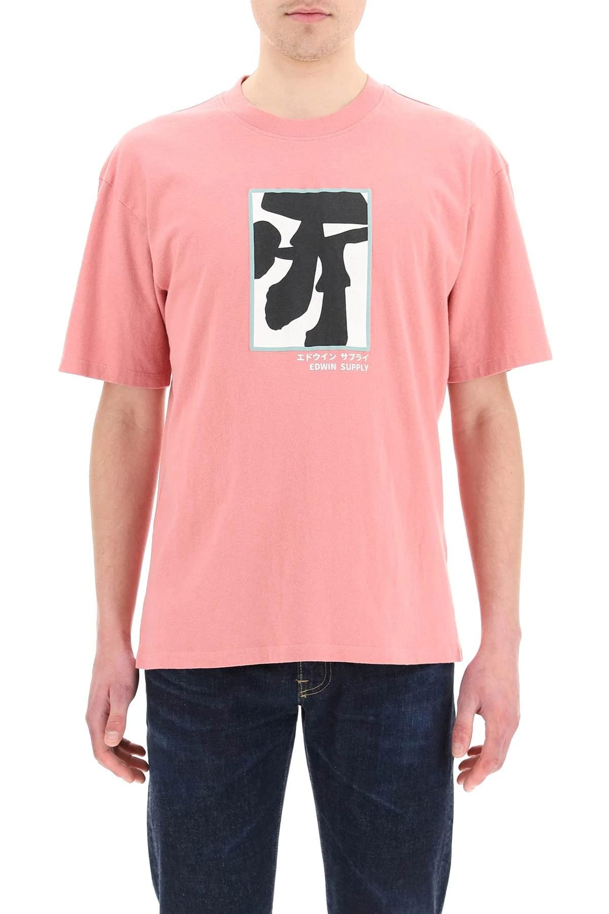 Edwin T-Shirt Shrooms Print Casual Tee for Men & Women - Dusty Rose Vintage Style Cotton Shirt - Perfect for Music Festivals & Streetwear Fashion