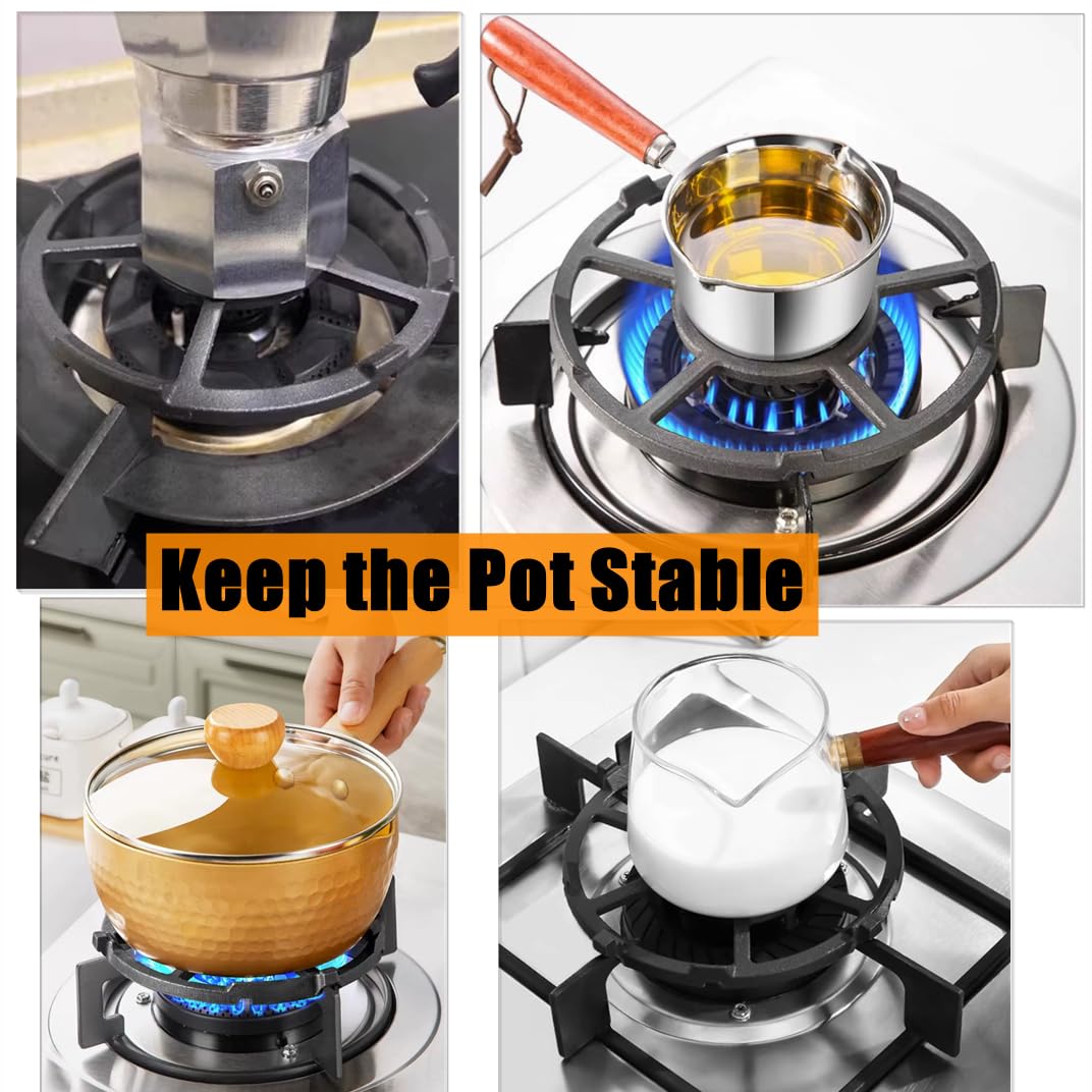 Cast Iron Wok Support Ring - Non-Slip Gas Burner Reducer for Moka Pot, Coffee Maker & Small Saucepan | Heavy Duty Stove Extender & Trivet for Gas Hob | Perfect for Camping, Outdoor Cooking & Home Kitchen Use