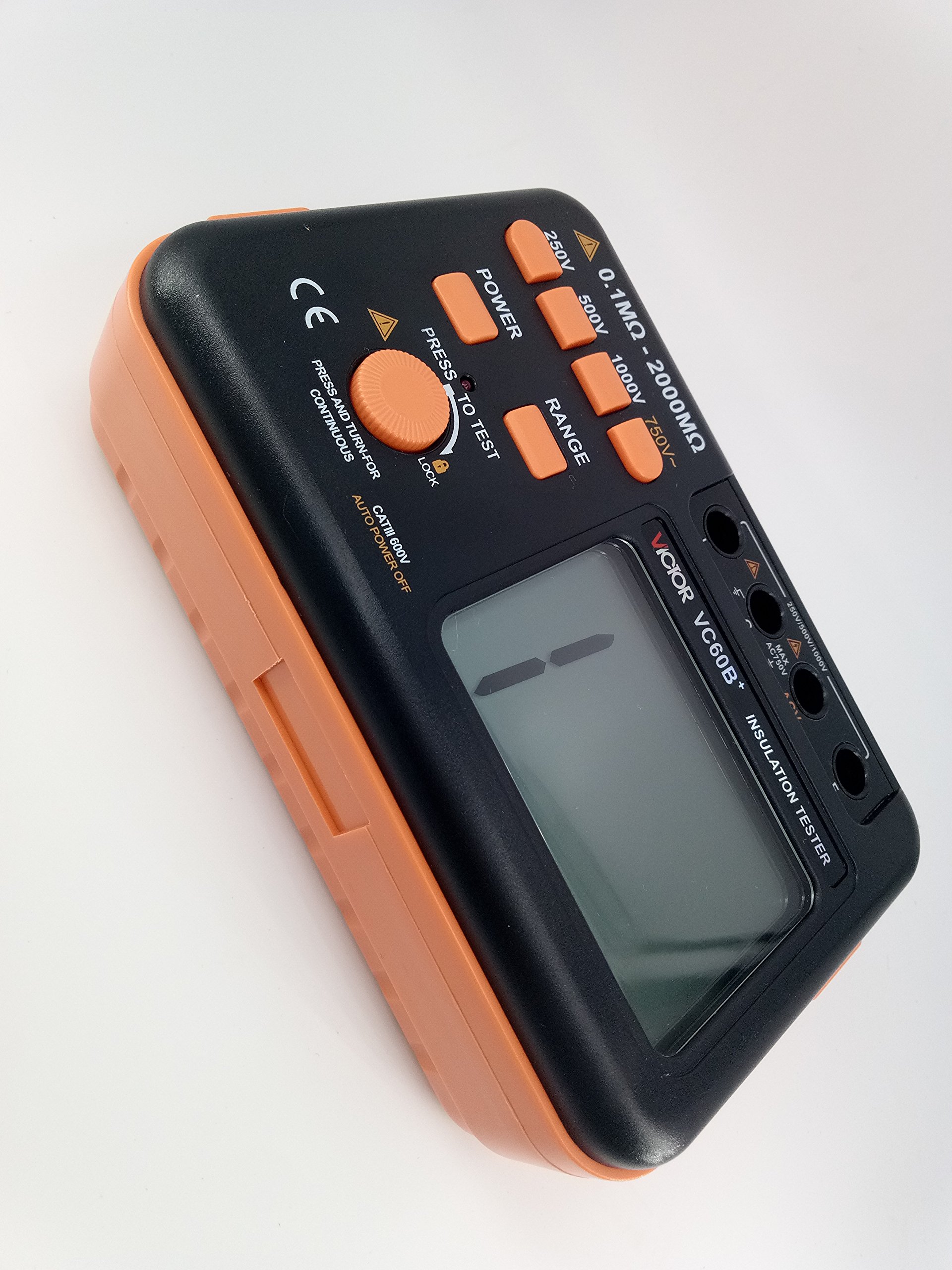 Victor 60B+ Digital Insulation Resistance Tester - 0.1MΩ~2000MΩ Range, 250V-1000V Voltage, Overload Protection, Continuity Test | Professional Electrical Testing Equipment for Home, Industrial & Commercial Use