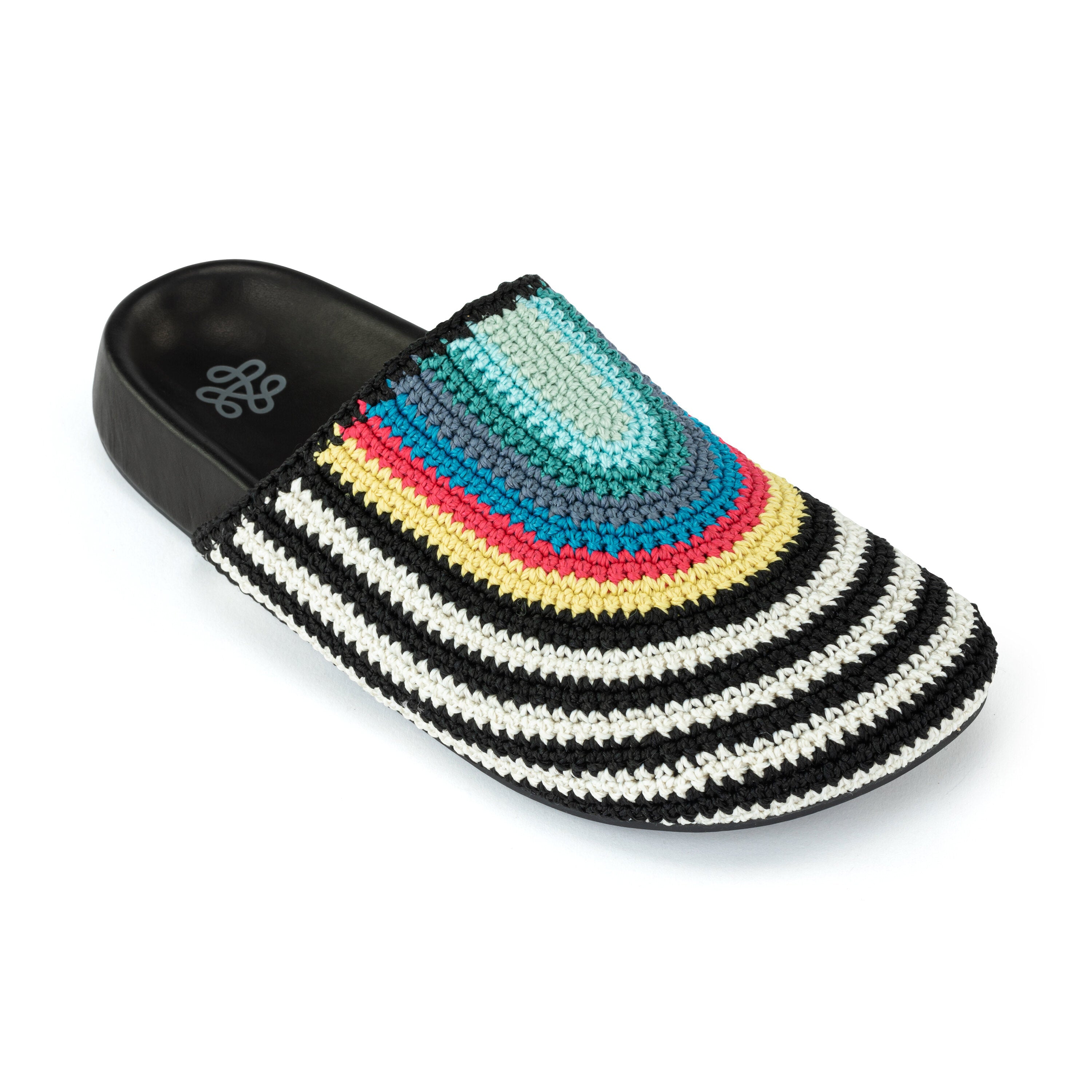 Hand Crochet - Black and White Rainbow Stripe