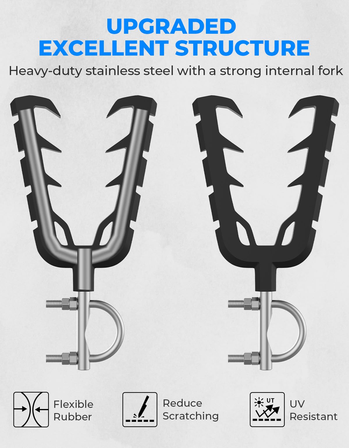 KEMIMOTO ATV Tool Holder Rack - Heavy Duty Hunting Accessory with Adjustable Rubber Straps for ATV, UTV, Mobility Scooter & Hunting Bikes | Perfect for Off-Road Adventures, Camping & Outdoor Work