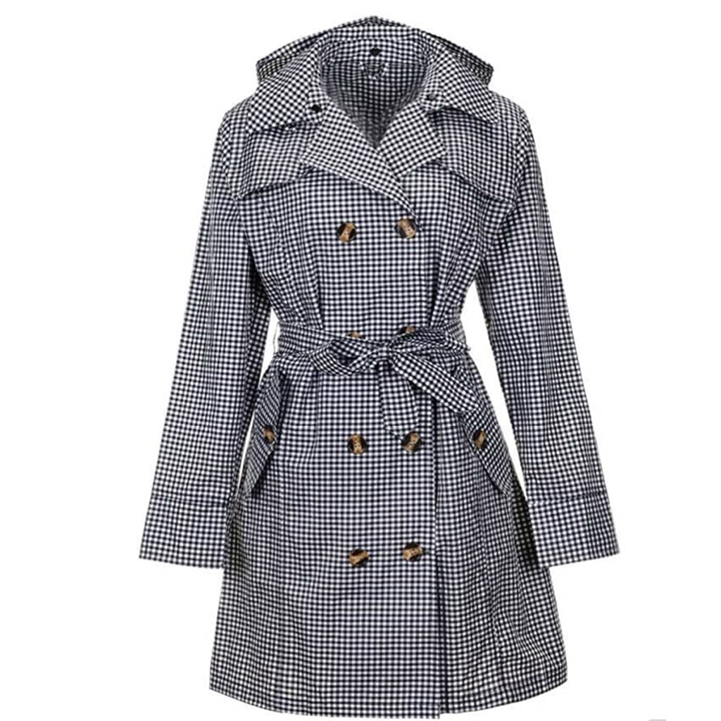 Waterproof Women's Trench Coat with Hood & Belt - Lightweight Long Rain Jacket for Ladies (One Size) | Perfect for Outdoor Activities, Commuting & Rainy Day Fashion