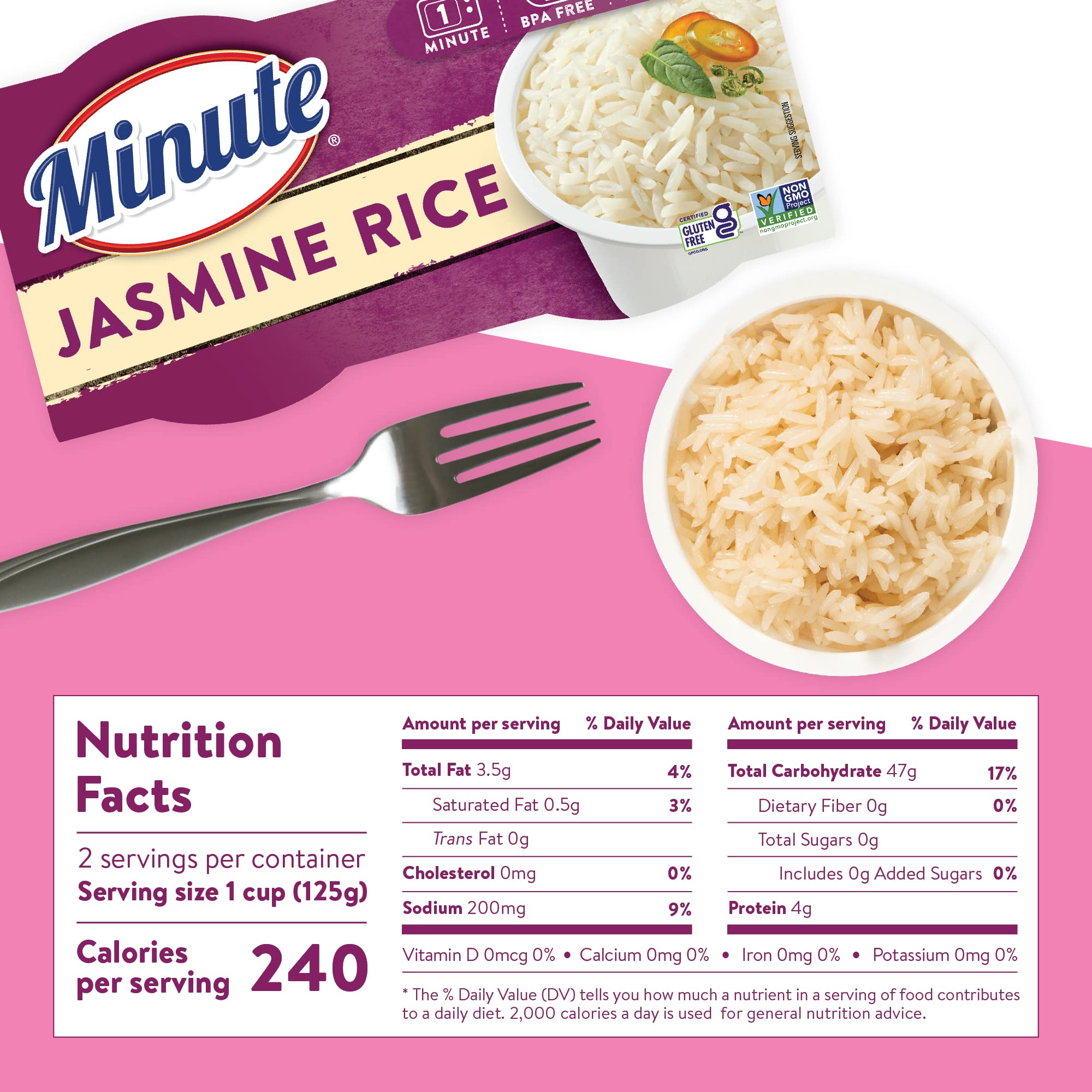 Minute Ready-to-Serve Jasmine Rice Cups - 8.8 Oz Microwavable Instant Rice (Pack of 8) | Quick & Easy Meal Prep, Office Lunch, Camping & Emergency Food Supply