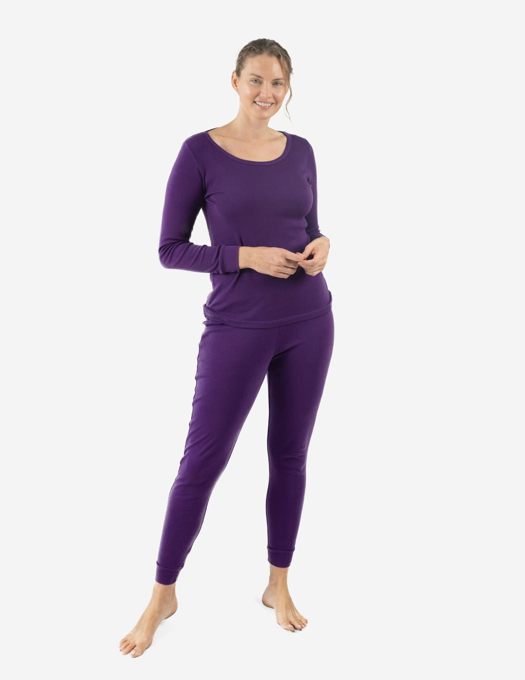 Dark Purple Solid Color Matching Family Pajama Set - Cozy Sleepwear for Family Bonding & Holiday Gatherings