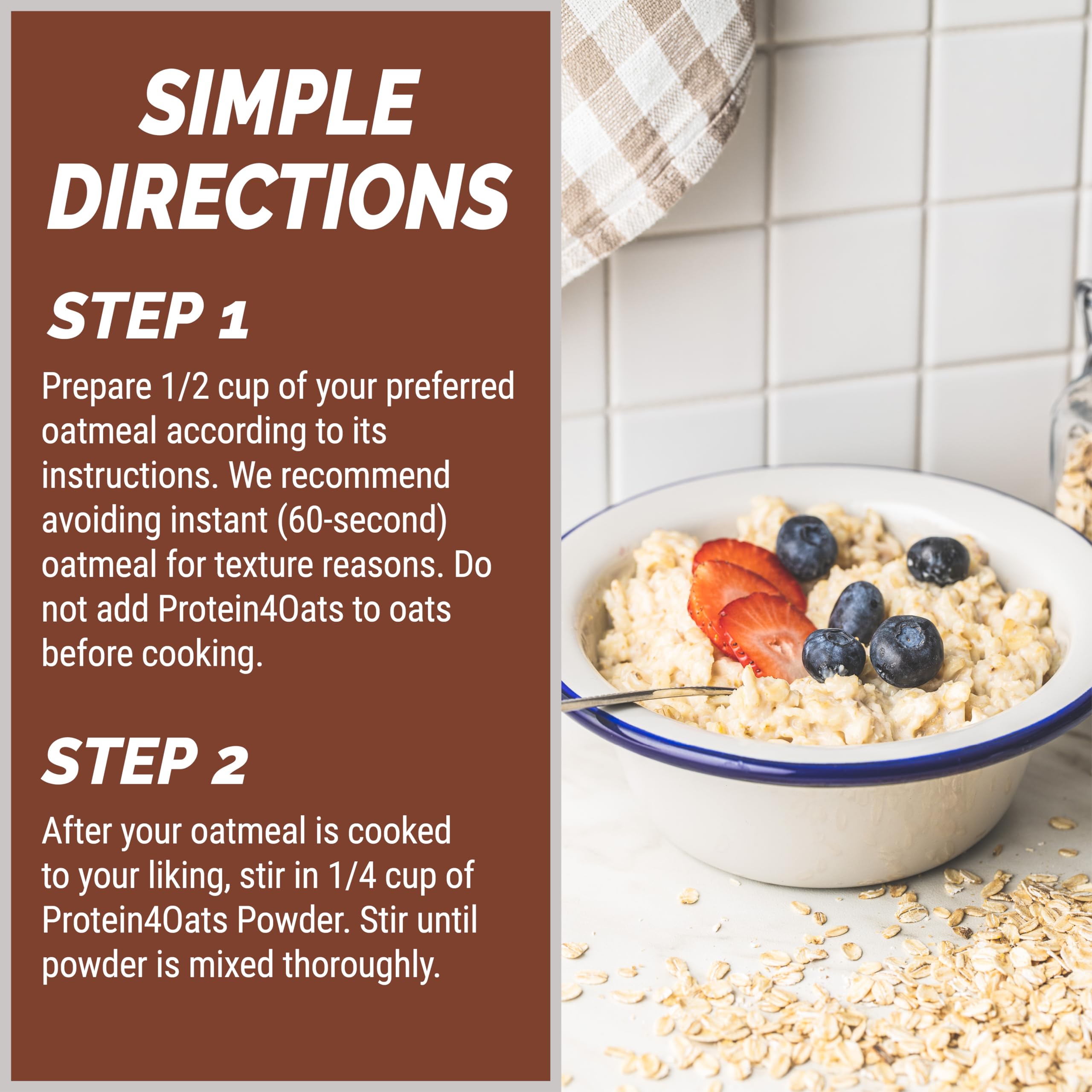 PEScience Select Protein4Oats - Maple Brown Sugar Flavor, 12 Servings, Whey & Casein Protein Blend for Oatmeal - Perfect for Breakfast, Post-Workout Recovery & Healthy Snacking