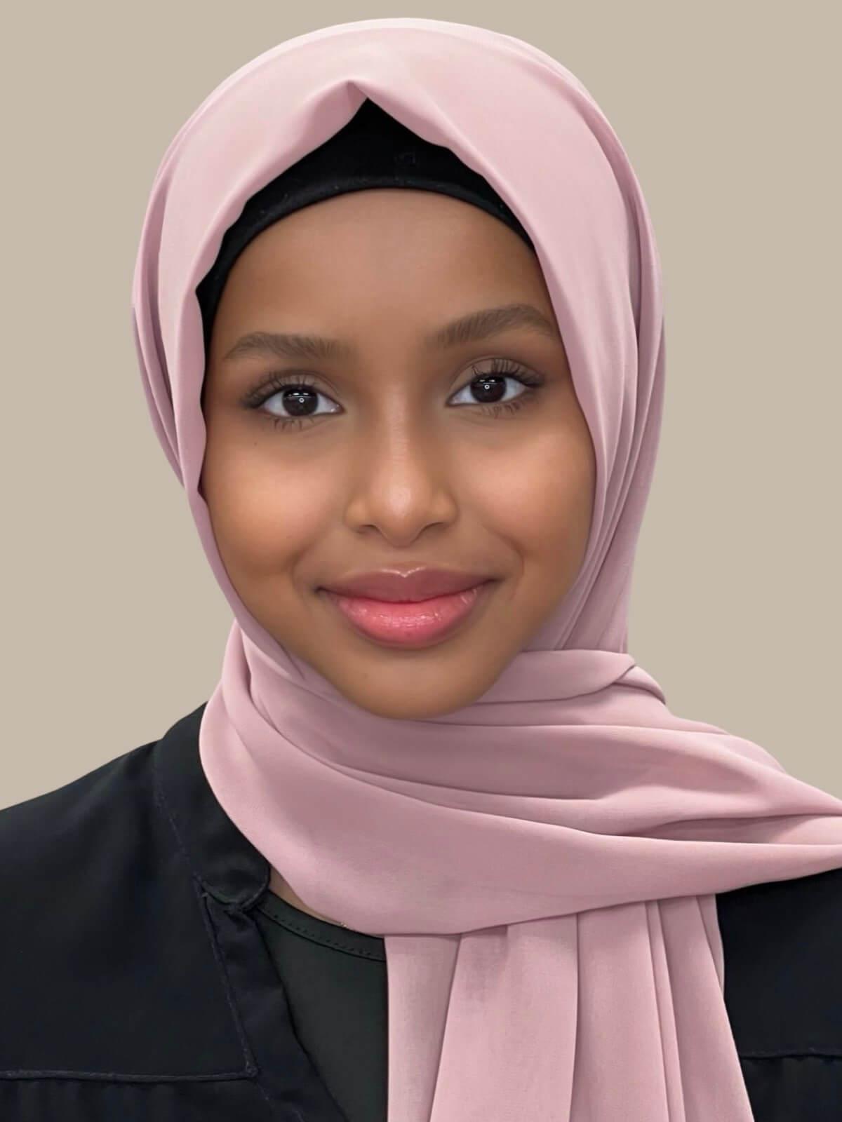 Luxury Chiffon Hijab Scarf - Soft Dusty Rose Shawl for Women | Perfect for Daily Wear, Prayer, and Special Occasions