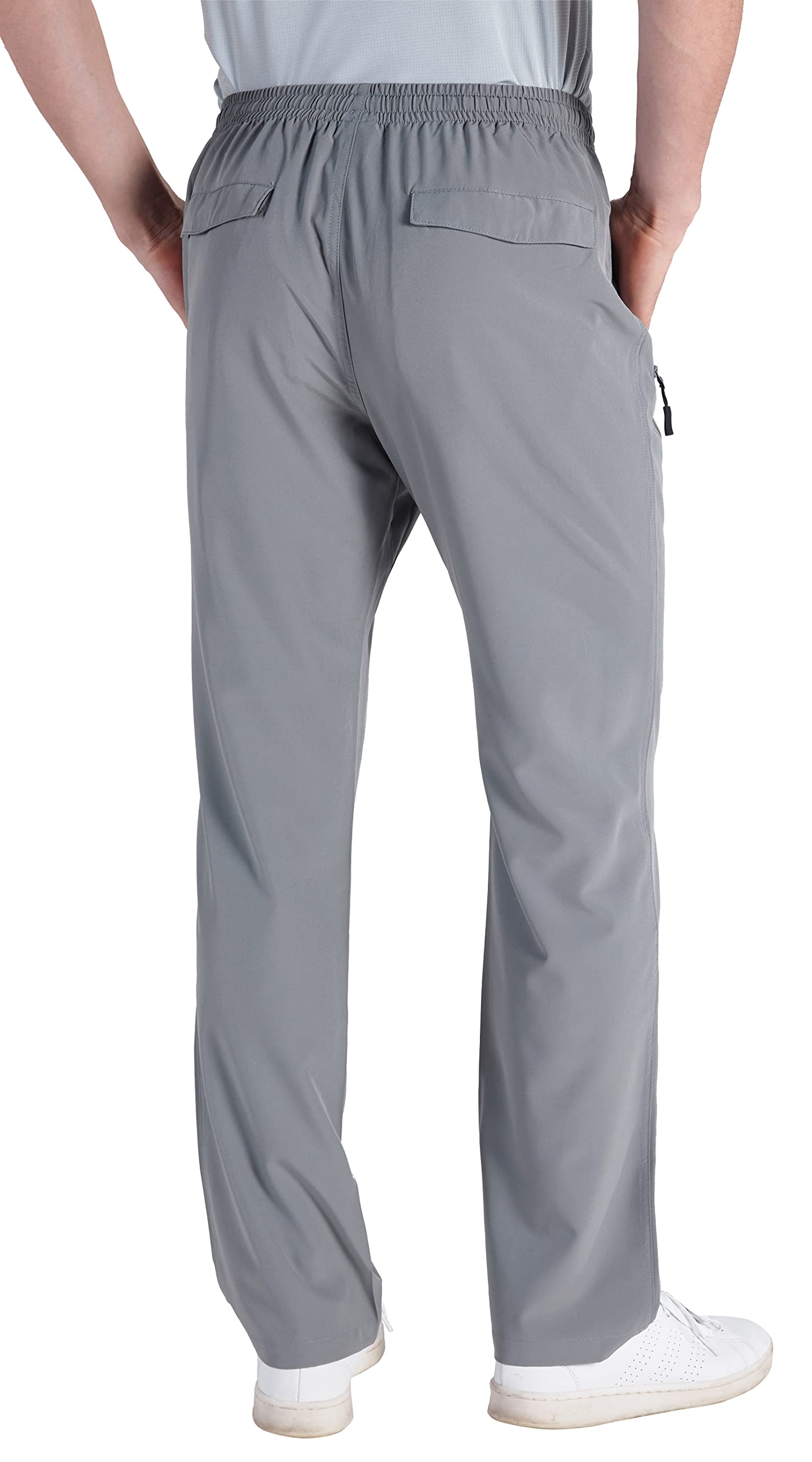 Men's Lightweight Elastic Waist Sweatpants with Drawstring & Zipper Pockets - Breathable Athletic Joggers for Hiking, Gym, Travel & Casual Wear