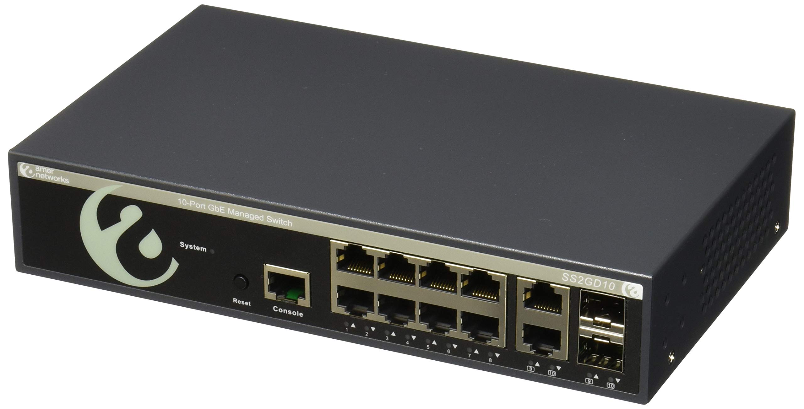 Amer SS2GD10 10-Port Gigabit Ethernet Switch for Home & Office Network - High-Speed Internet Connectivity for Gaming, Streaming & Smart Devices