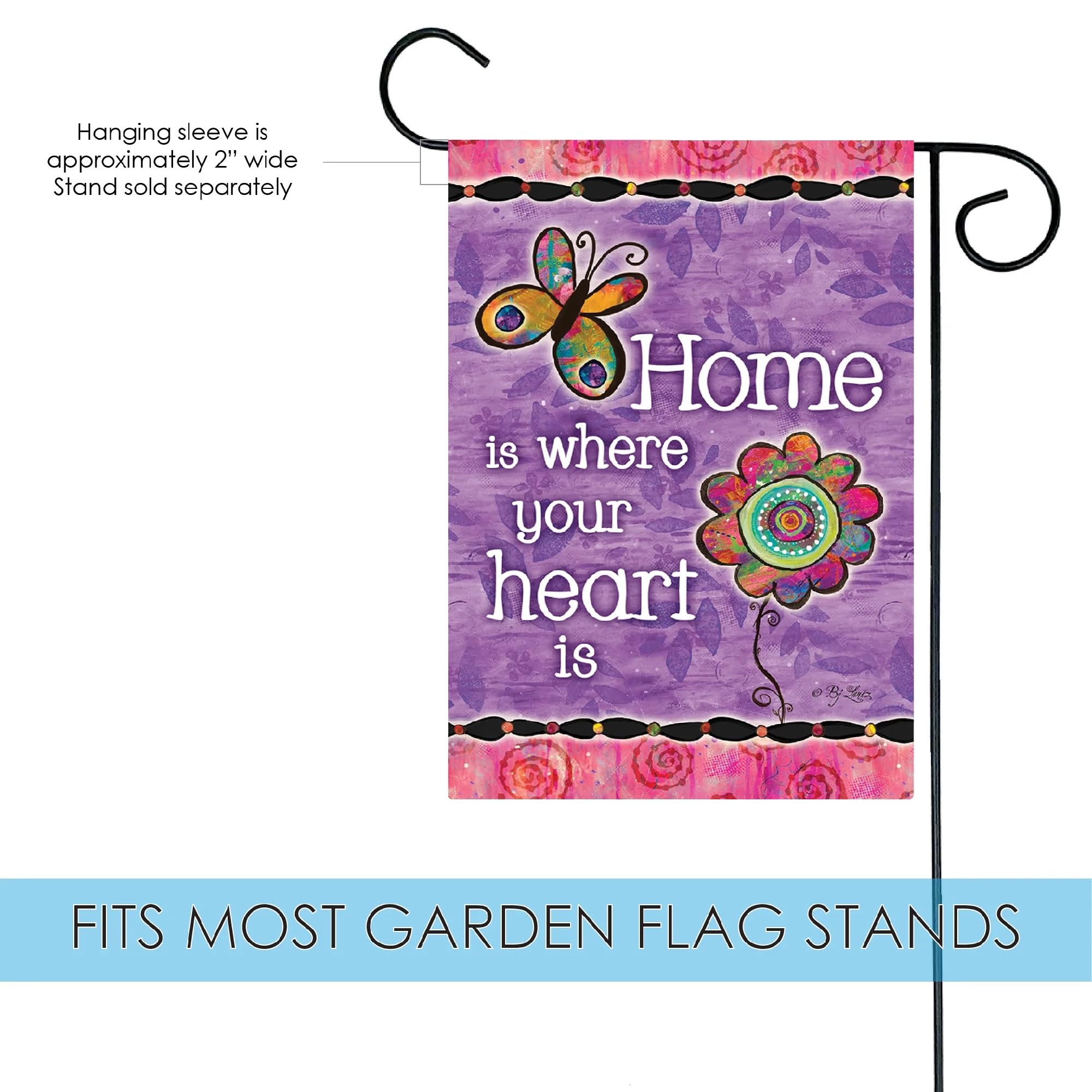 Toland Home Garden 12x18 Inch Double Sided Outdoor House Flag - 'Home Is Where Your Heart Is' Yard Decoration for Porch, Garden & Front Yard