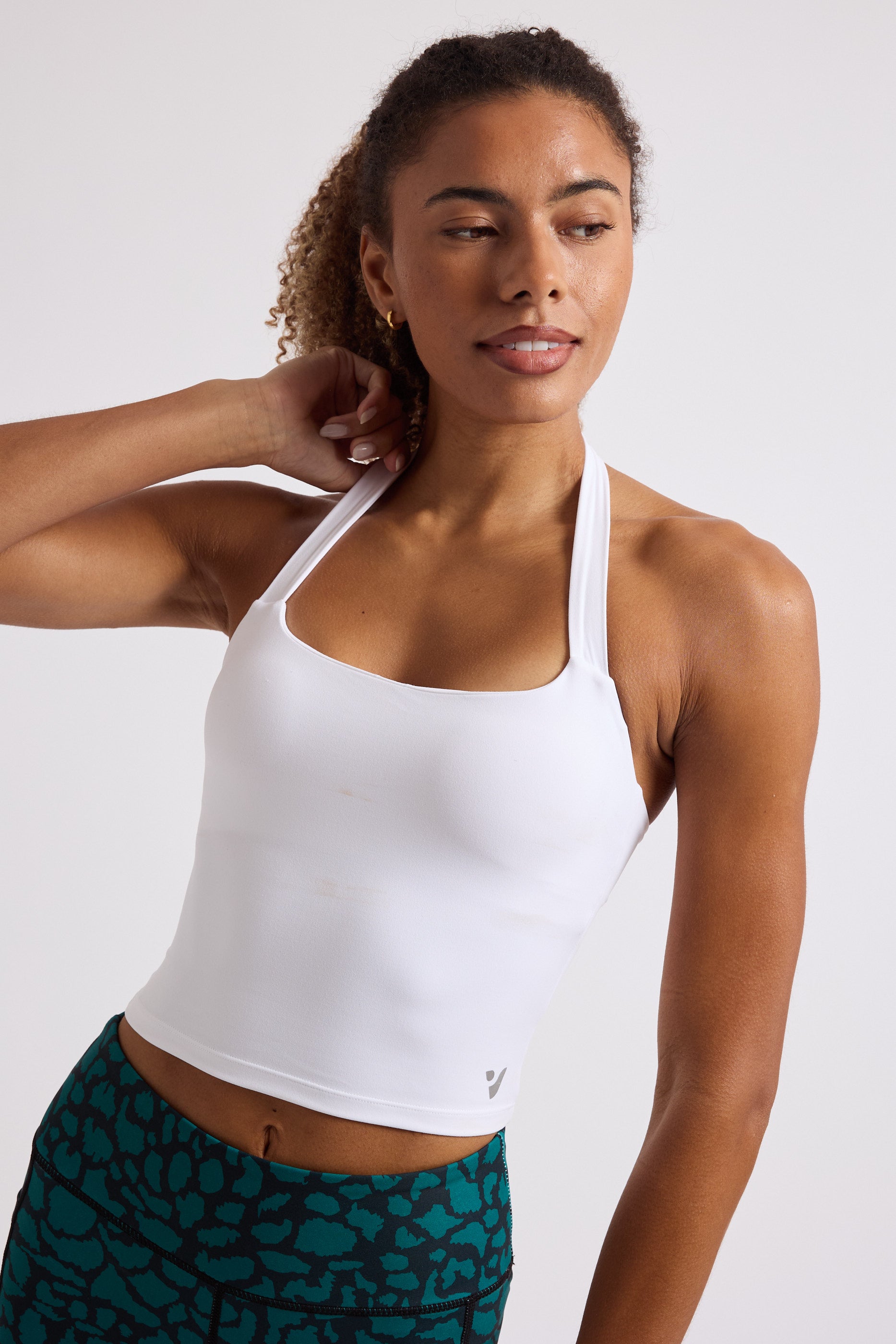 High Support Halter Neck Sports Bra for Women - Breathable Workout Top for Running, Yoga & Gym - White