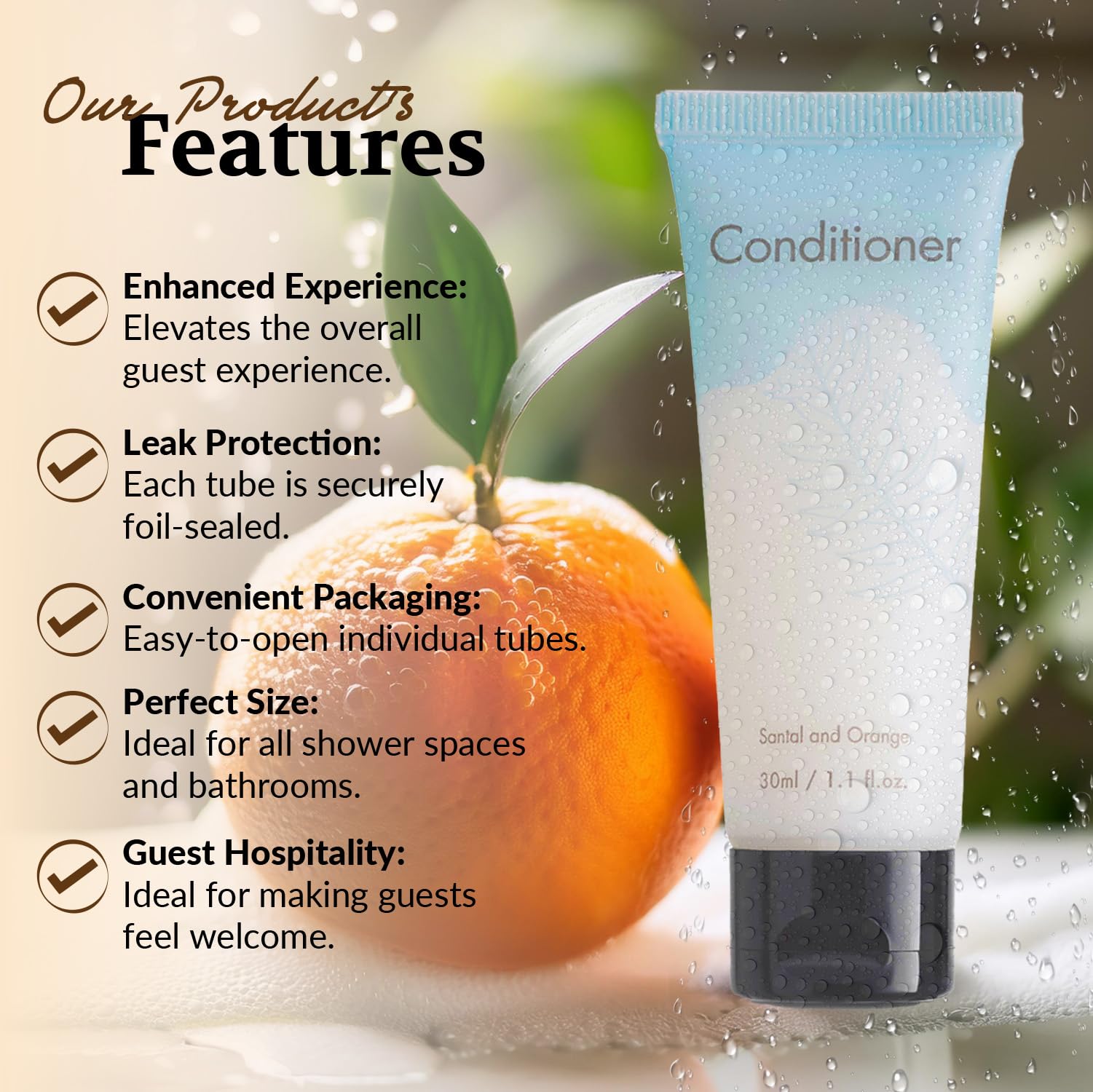 Bulk Travel Size Conditioner - Leak Proof Hotel Supplies & Toiletries for Guests | Perfect for Hotels, Airbnbs, Gyms & Travel Kits