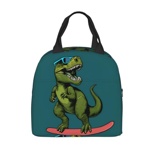 hipster surfing dinosaur