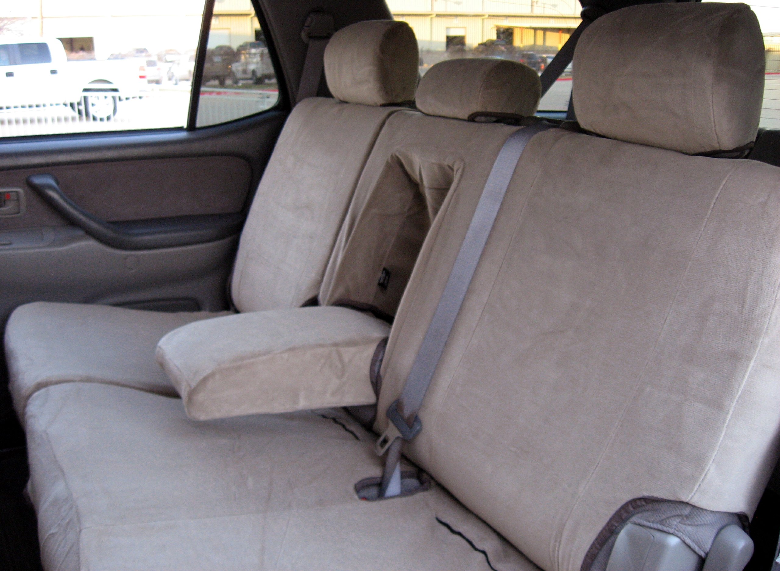 Durafit Custom Seat Covers for 2000-2004 Toyota Sequoia - Tan Color, 3-Row Full Set - Perfect for Road Trips, Family Outings & Off-Road Adventures