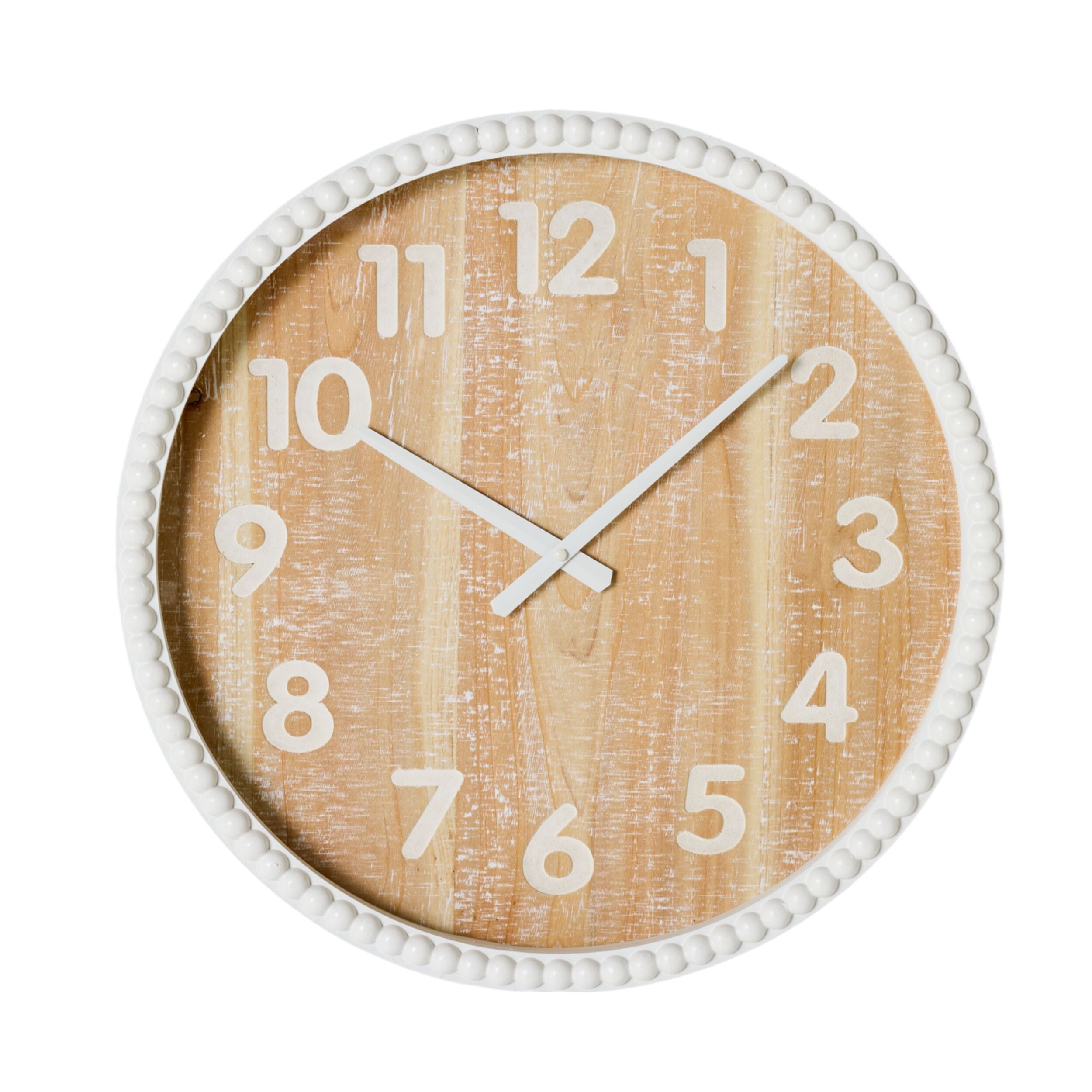 Stylish Bobble Wall Clock - White 50x50x6.5cm - Perfect for Living Room, Bedroom & Office Decor