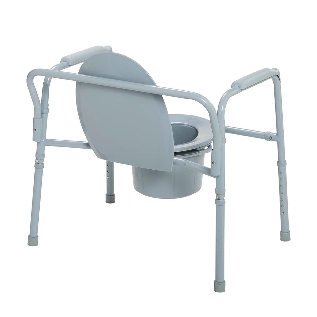 Extra Wide 3-in-1 Commode Toilet Chair with Arms and Back Support - Adjustable Height for Elderly, Disabled & Post-Surgery Use - Home Bathroom Safety Aid for Seniors & Patients