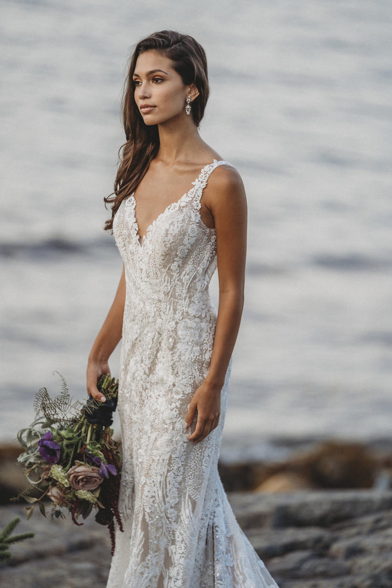 Allure Bridals 9618 Elegant Lace Wedding Gown with Beaded Details - Perfect for Church Ceremonies & Formal Receptions