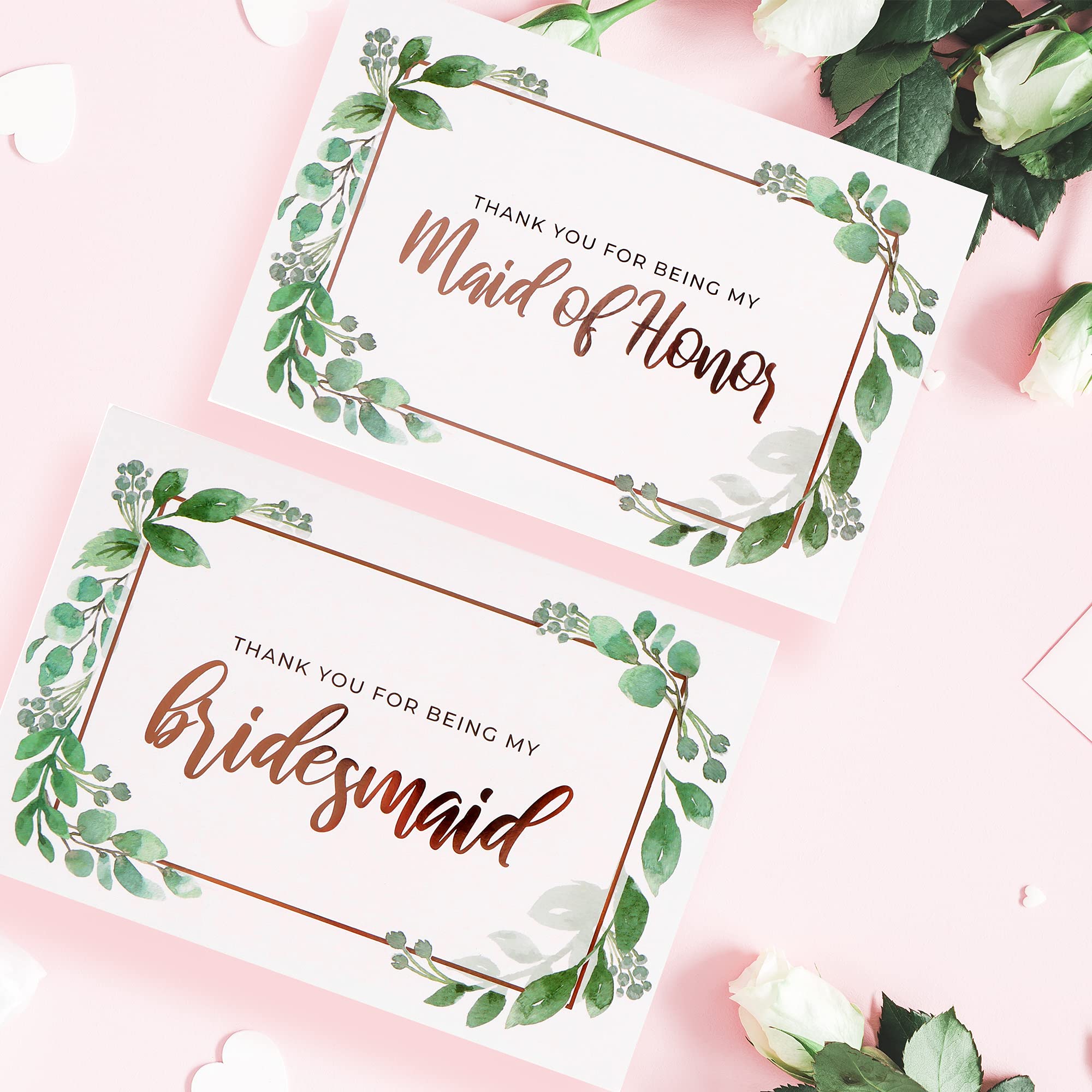 Elegant Thank You Bridesmaid Gift Box Set of 6 with Eucalyptus - Perfect for Wedding Party Favors, Bridal Shower Gifts & Appreciation Presents