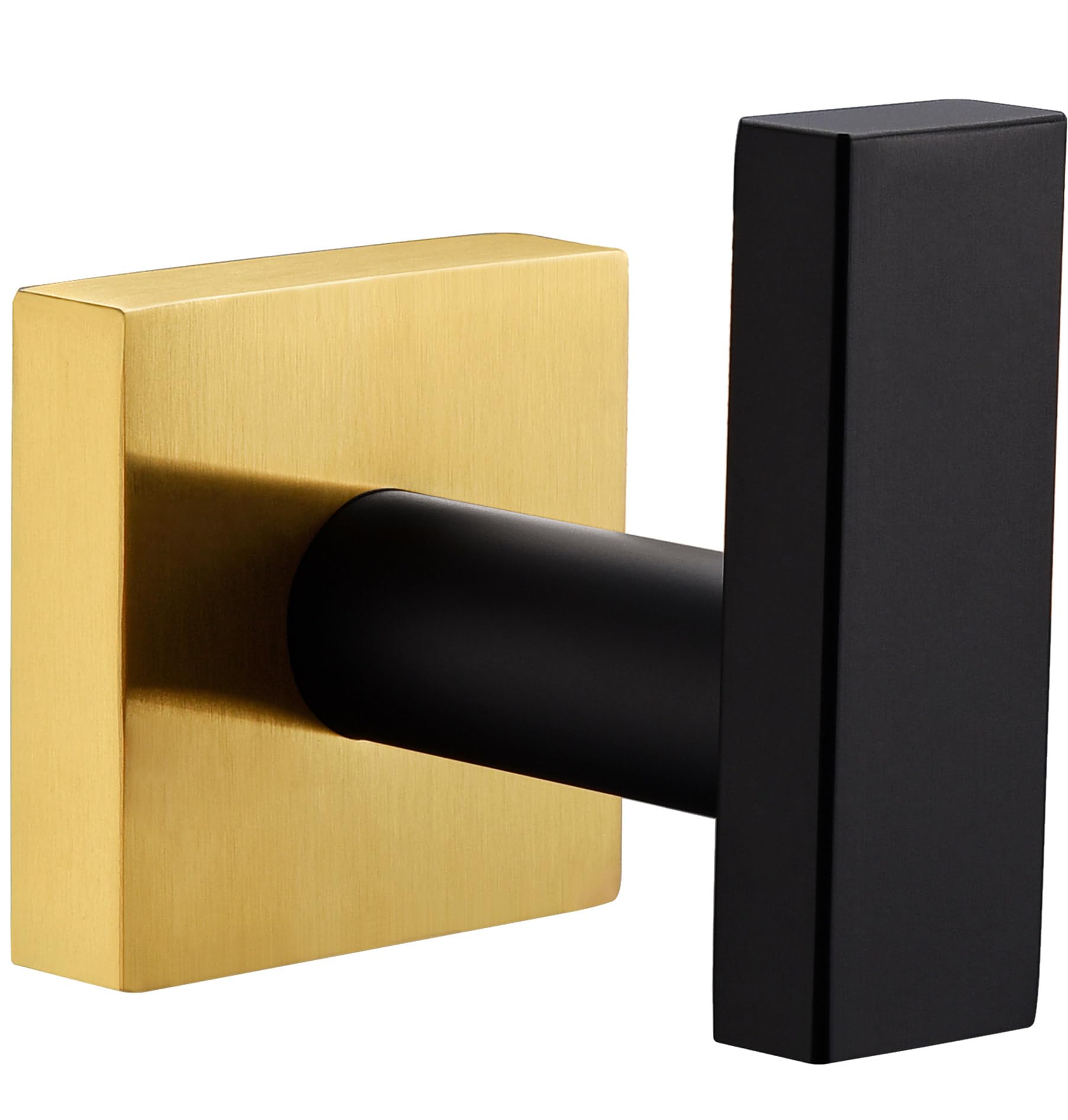 Stainless Steel Angle Simple Towel Hook - Black & Gold Wall Mounted Bathroom & Kitchen Towel Holder, Robe Hook for Home, Hotel, Spa (2 Pack) - Perfect for Hanging Towels, Robes, Aprons & More