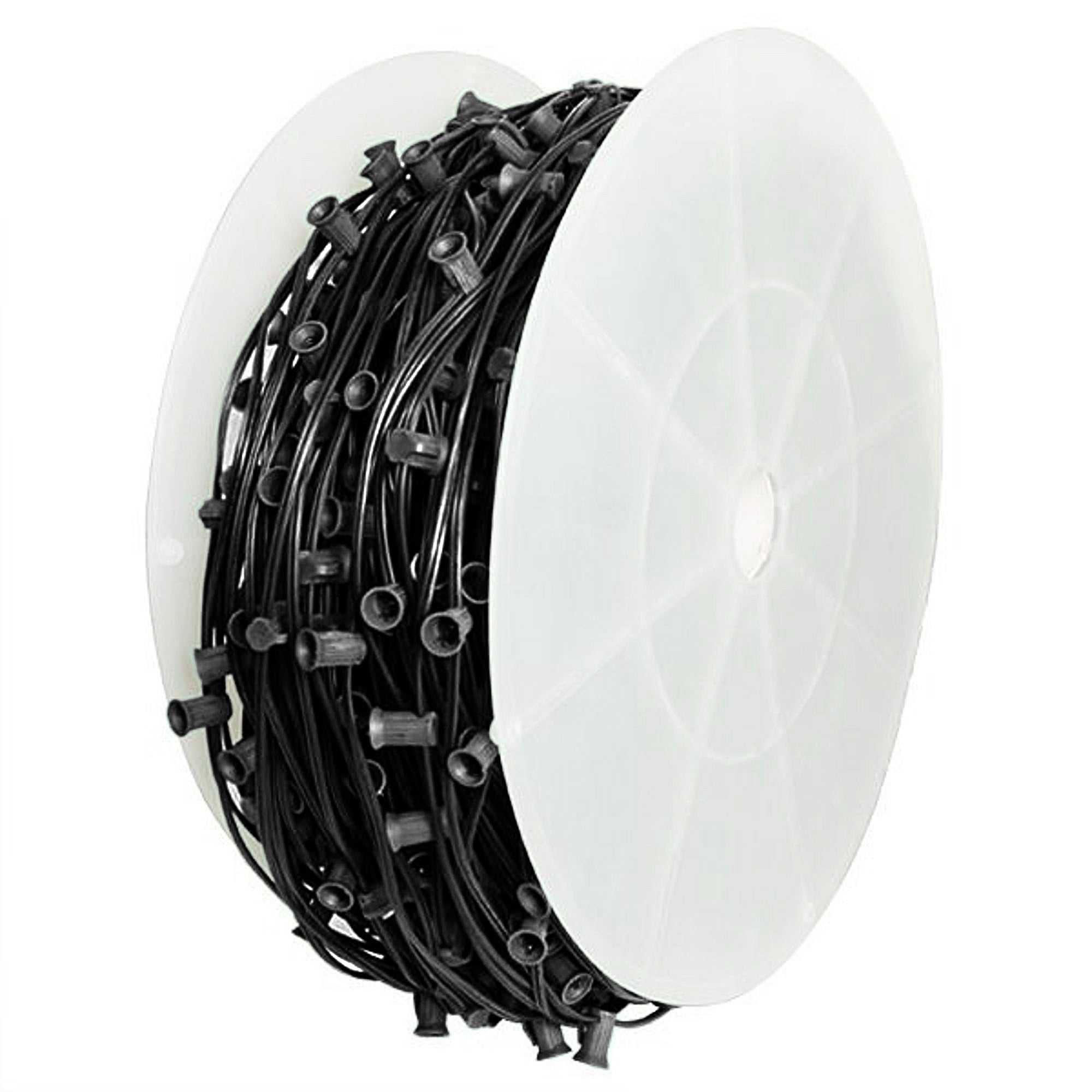 250' Spool Black Twisted Wire with E26 Base Sockets - Durable Electrical Cord for DIY Lighting, Vintage Lamps, and Home Decor Projects