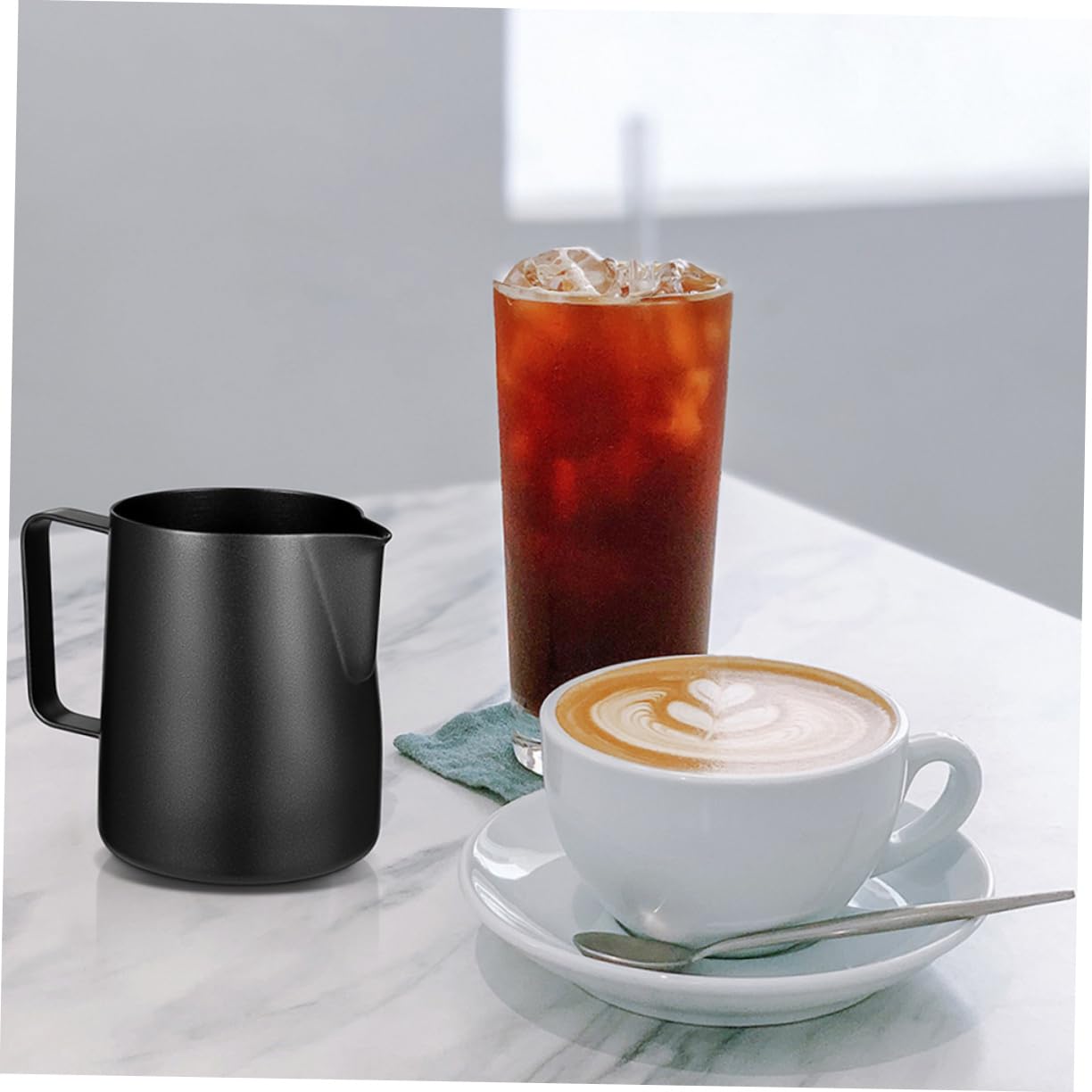 Luxshiny 4-Piece Stainless Steel Milk Frothing Pitcher Set - Barista-Grade Frother Cups for Cappuccino, Latte & Hot Chocolate - Perfect for Home Coffee Brewing & Professional Use