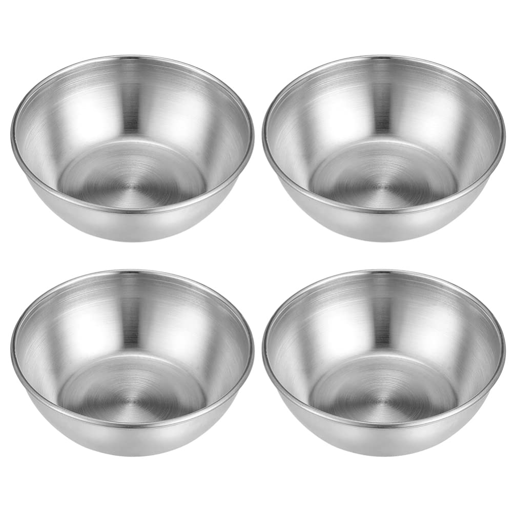 4-Piece Stainless Steel Mini Sauce Bowls - Round Seasoning Dishes for Sushi, Appetizers & Food Prep | Rust-Proof Serving Saucers for Restaurants, Home Kitchen & Party Plating